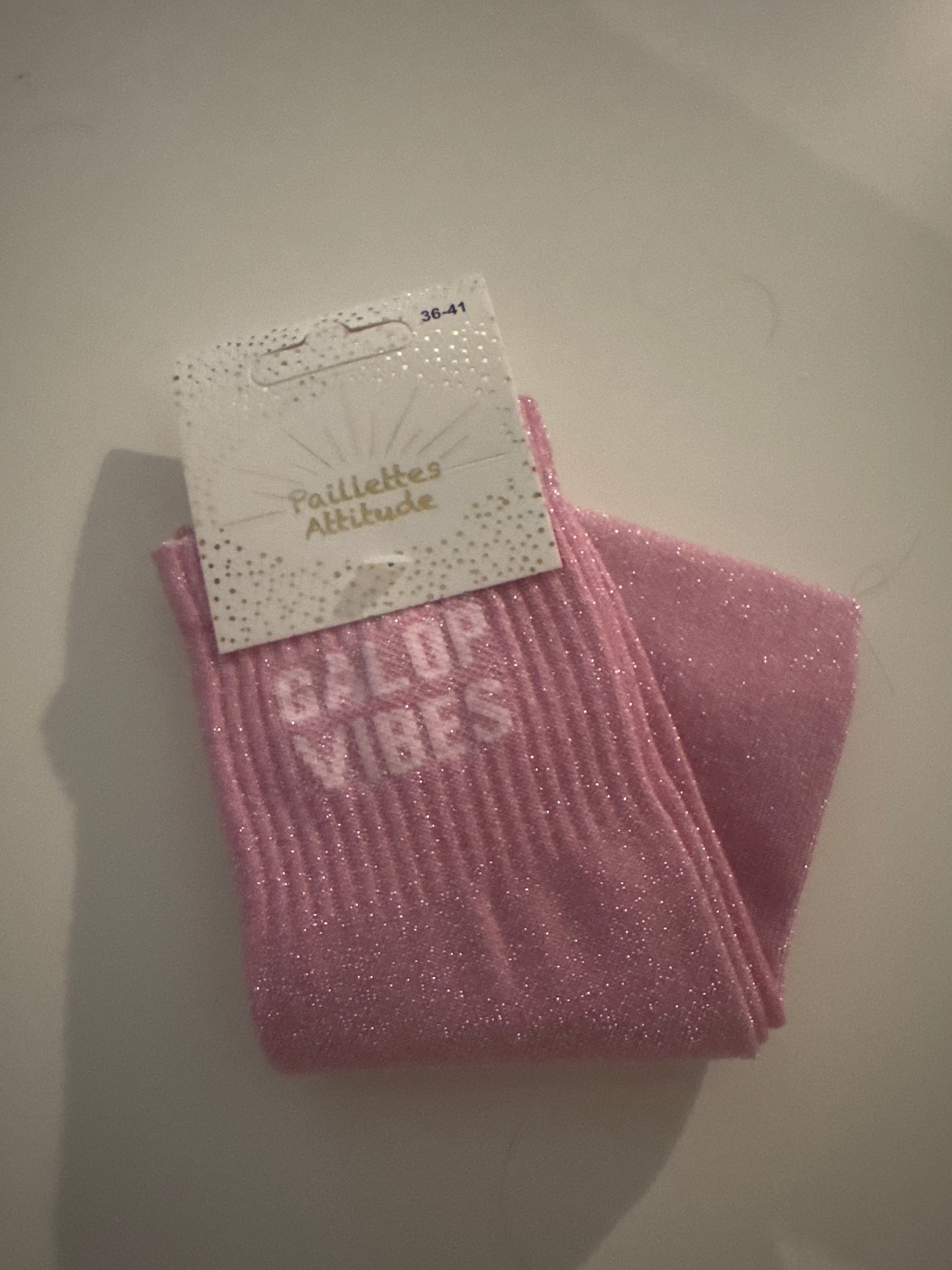 Chaussettes Haute Noir Pailletée « Galop Vibes »