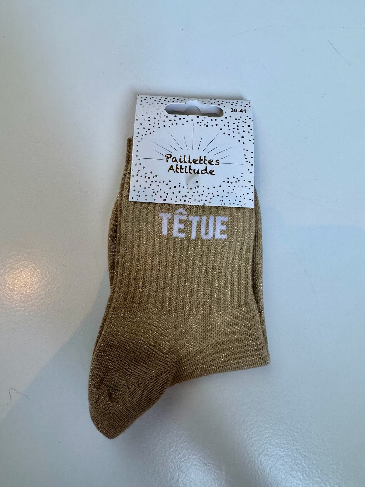 Chaussettes Marrons Pailletée « Têtue »