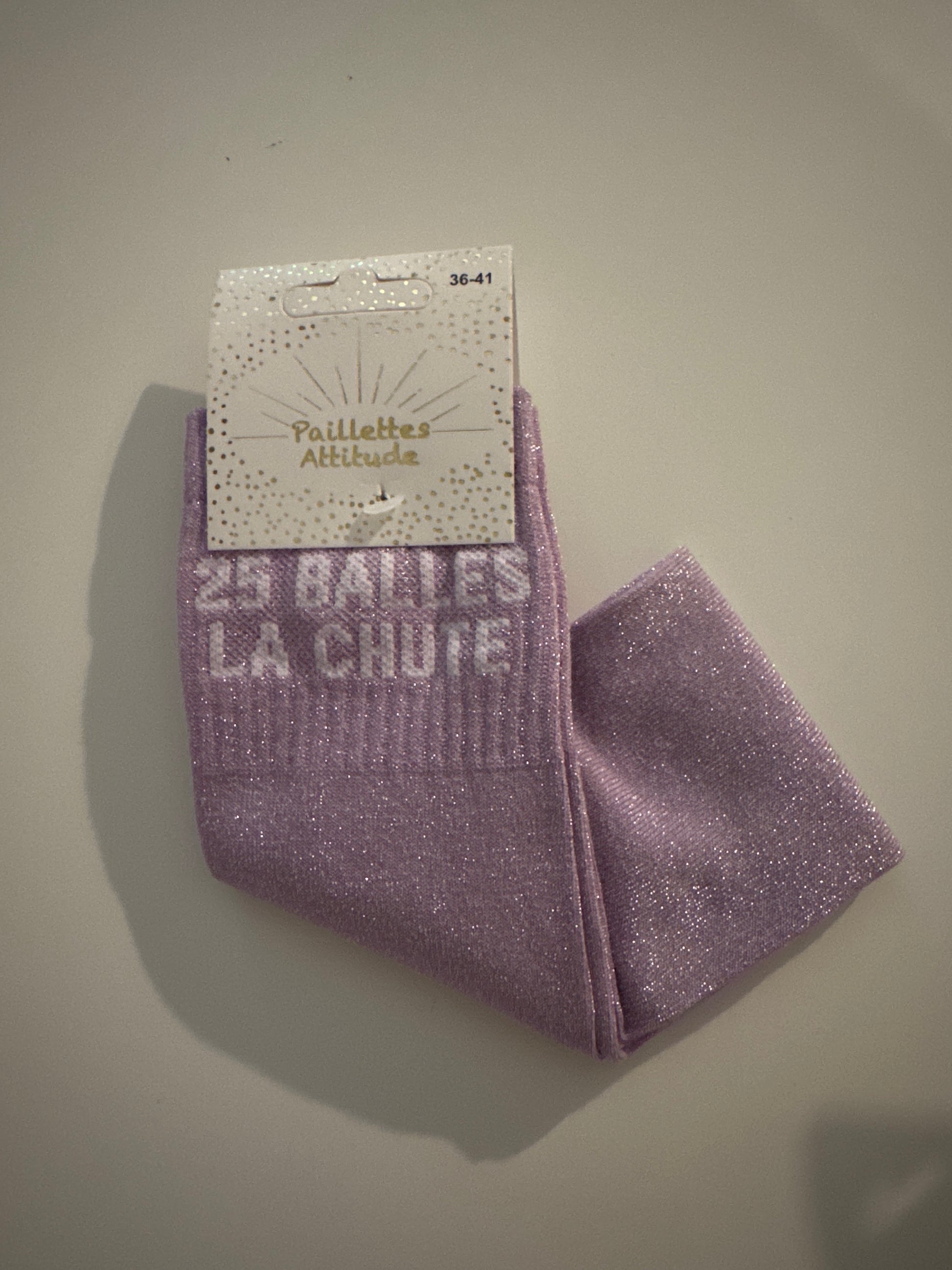 Chaussette pailletée doré équitation « 25 balles la chute »