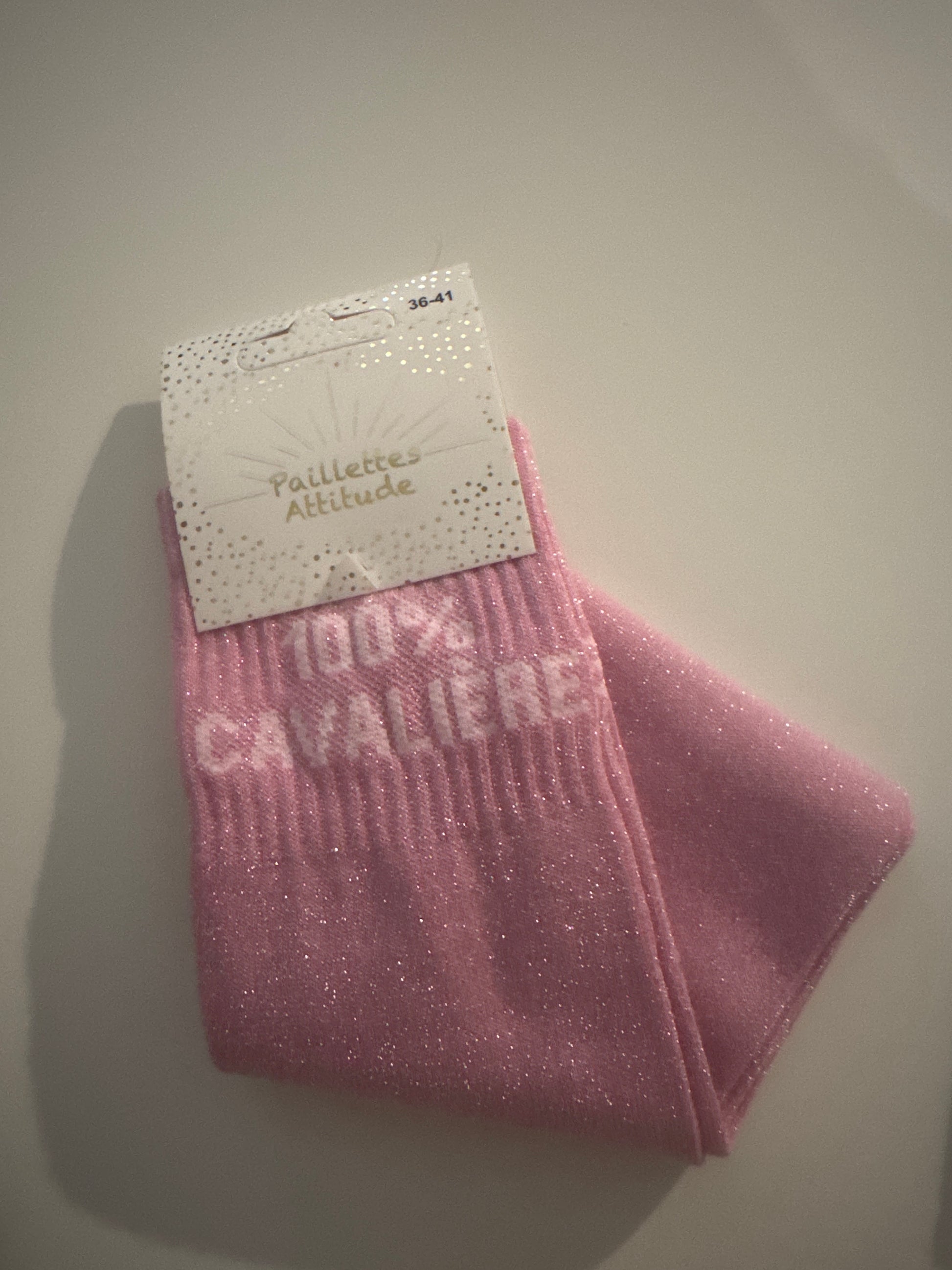 Chaussettes Haute Bleu Pailletée « 100% Cavalière »
