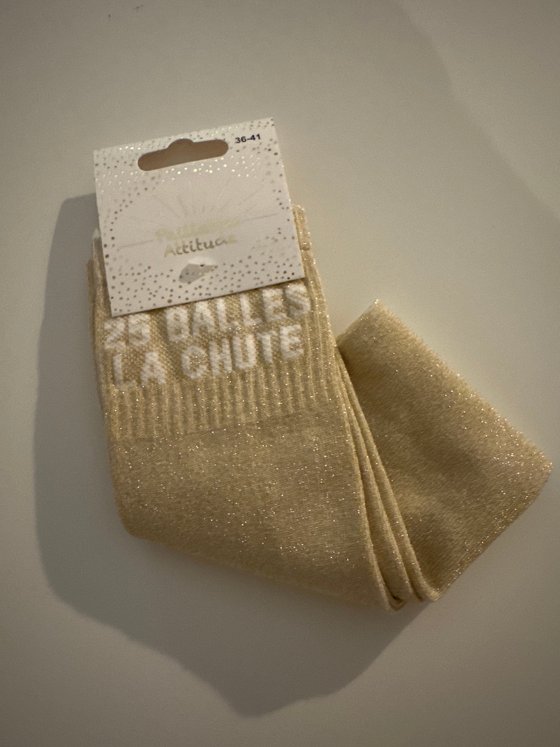 Chaussette pailletée doré équitation « 25 balles la chute »