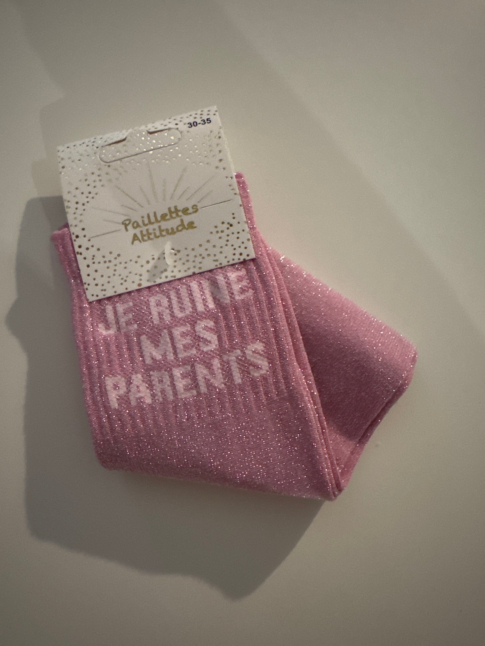 Chaussette pailletée JE RUINE MES PARENTS 30/35