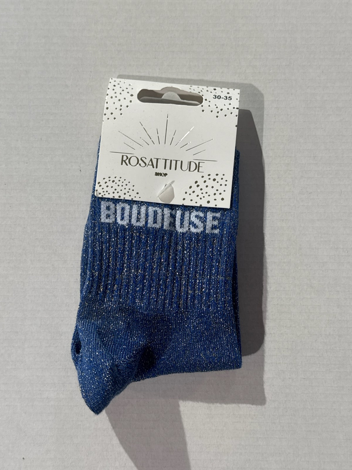 Chaussettes Bleu Pailletée « Boudeuse »