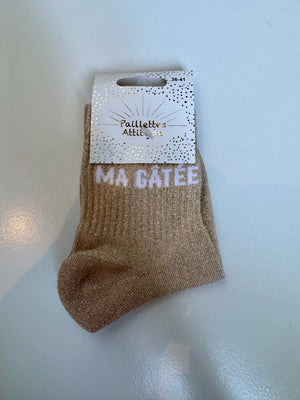 Chaussettes Marrons Pailletée « Ma Gâtée »