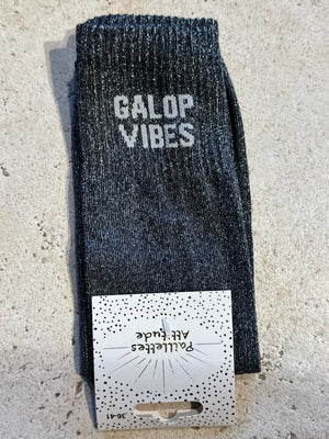 Chaussettes Haute Noir Pailletée « Galop Vibes »