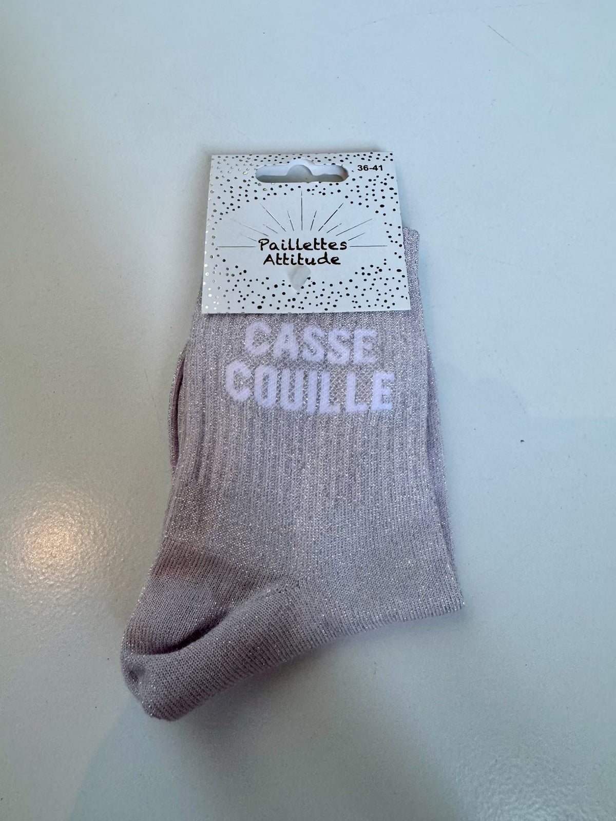 Chaussettes Rose Pailletée « Casse Couille »