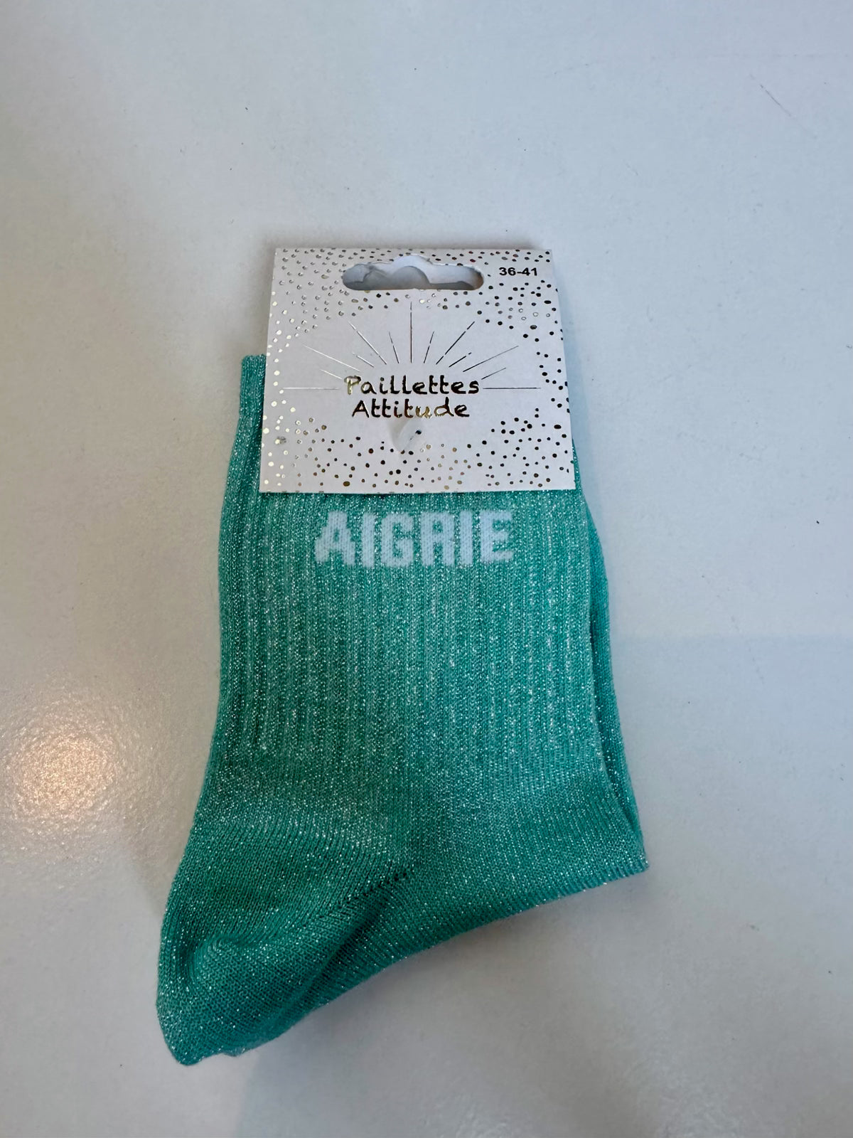 Chaussettes Turquoise Pailletée « Aigrie »