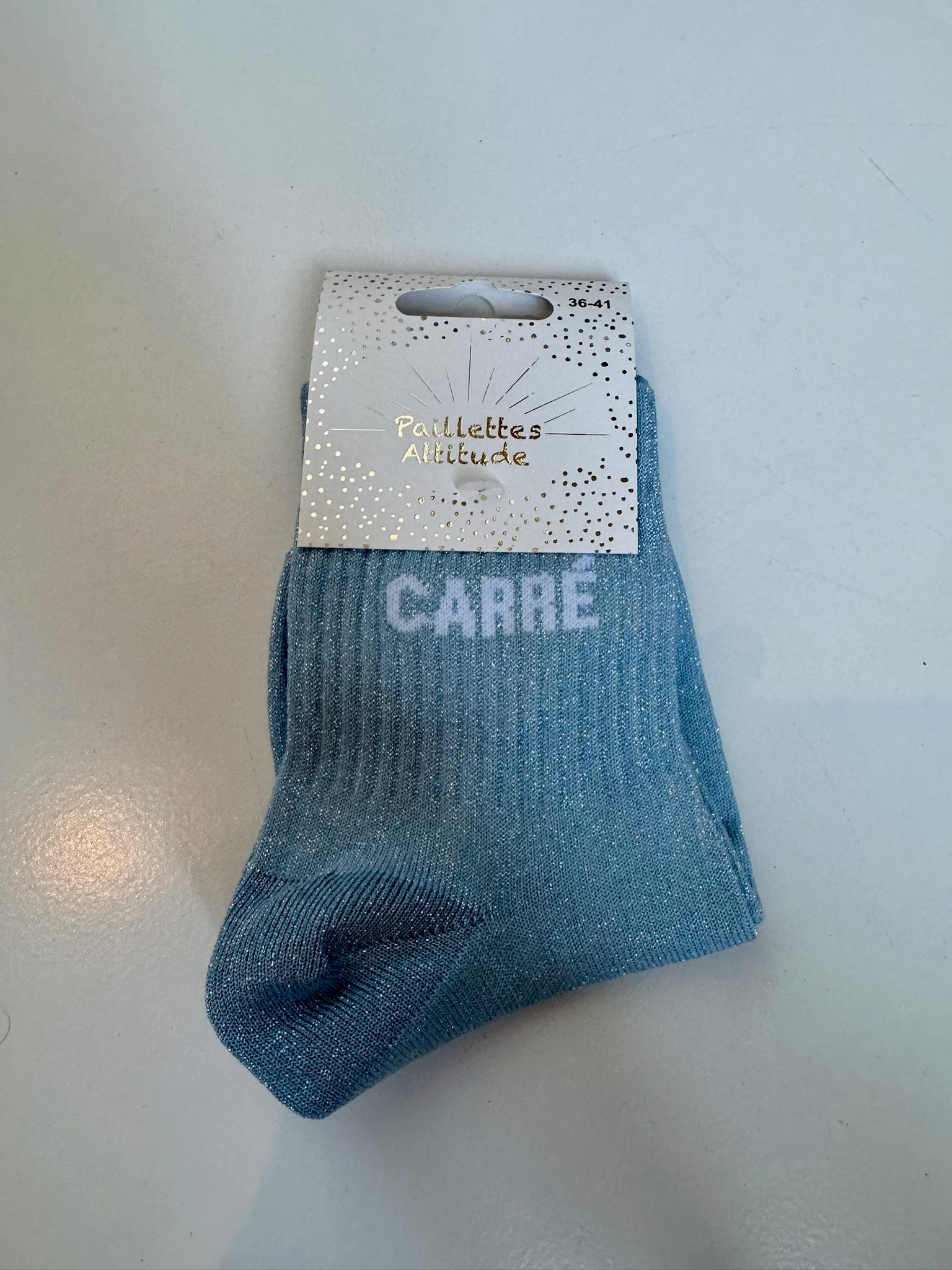 Chaussettes Bleu Pailletée « Carré »