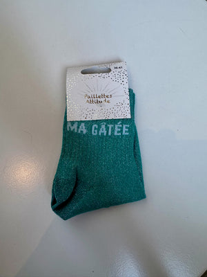 Chaussettes Vert Pailletée « Ma Gâtée »