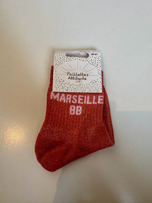 Chaussettes orange Pailletée « Marseille BB »