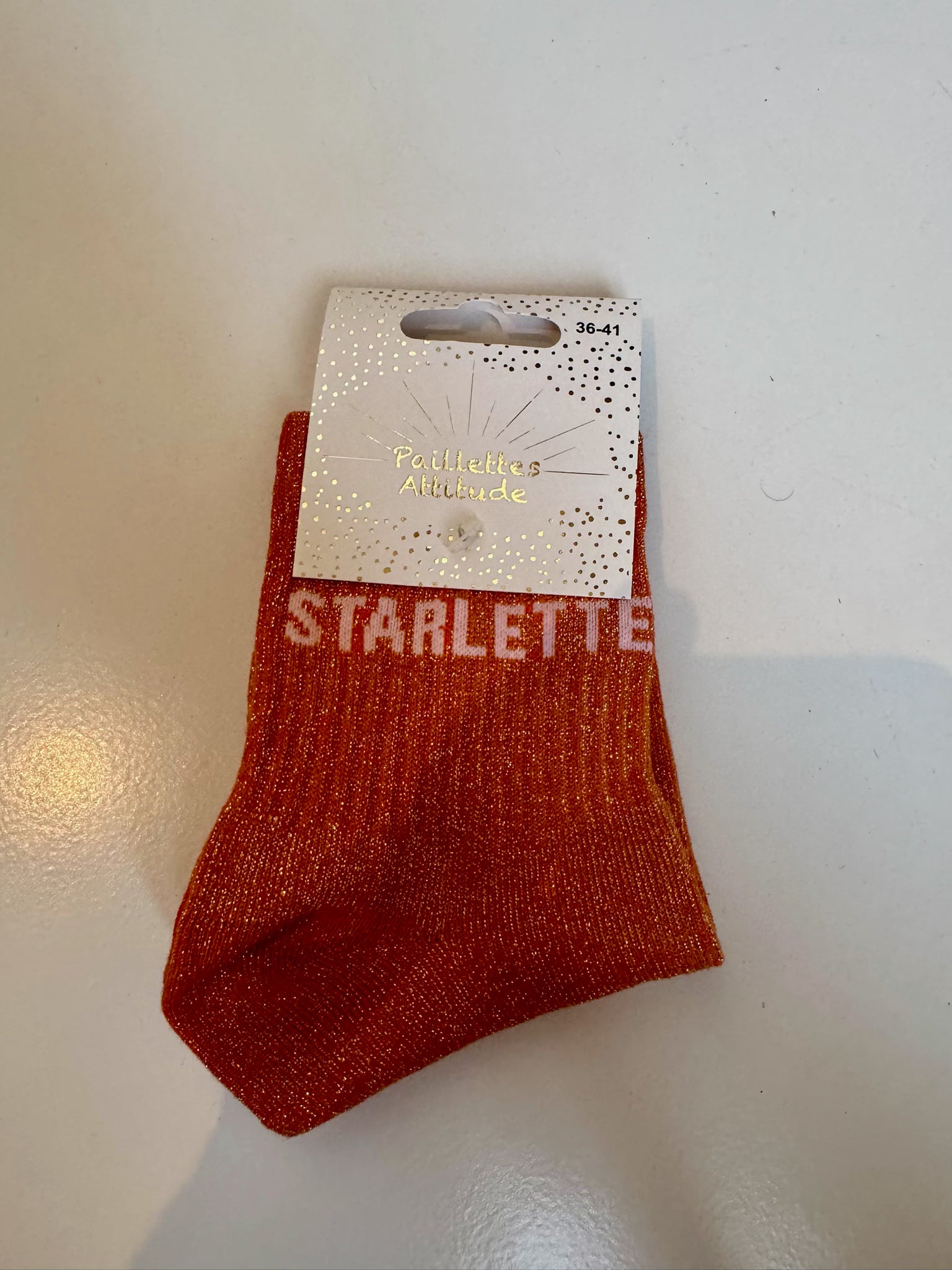 Chaussettes Orange Pailletée « Starlette »