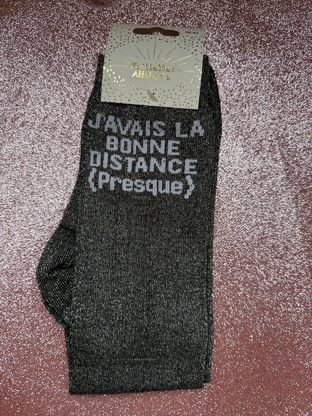 Chaussette pailletée équitation 36-41  J’AVAIS LA BONNE DISTANCE (PRESQUE) 
