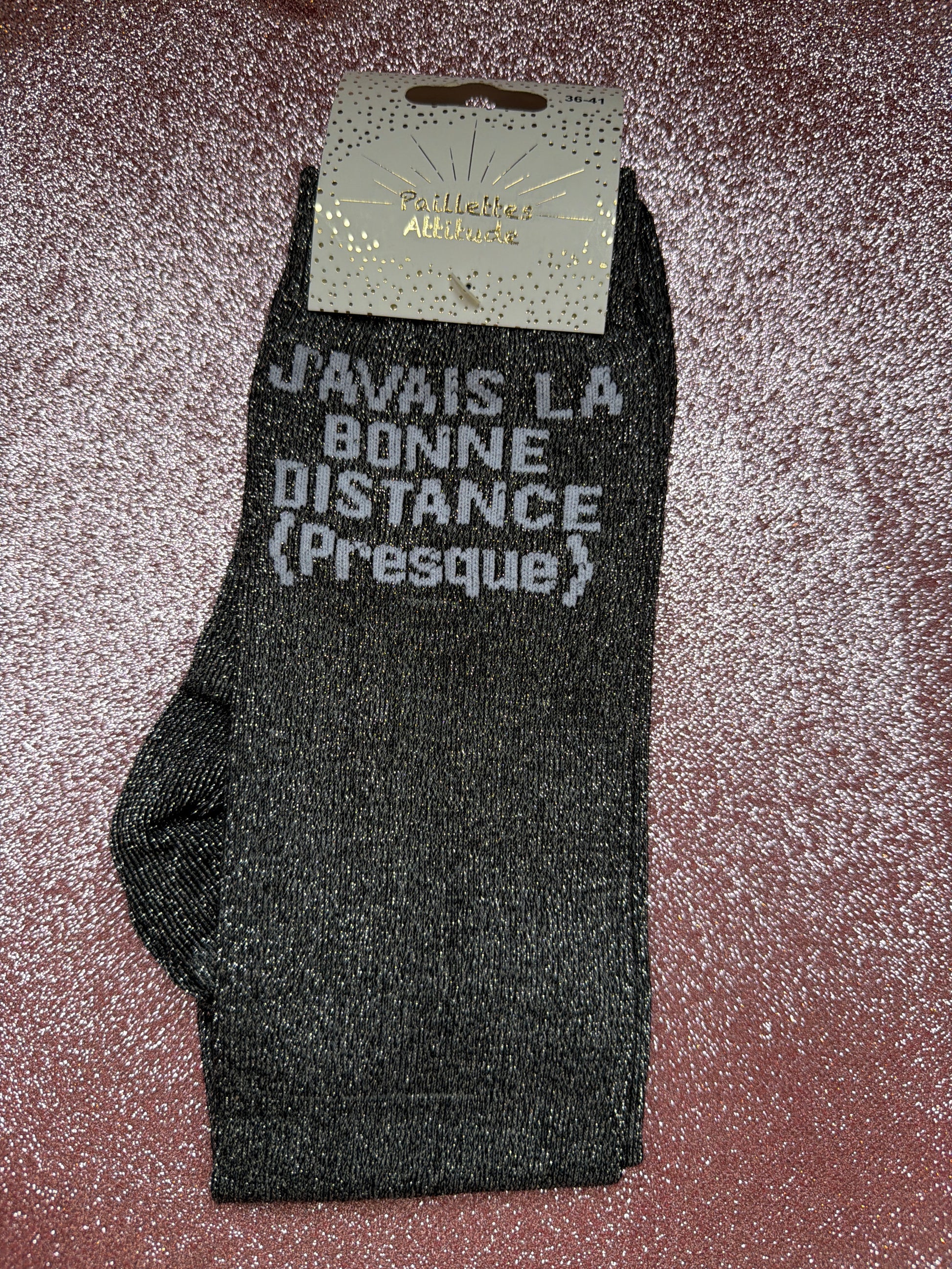 Chaussette pailletée équitation 36-41  J’AVAIS LA BONNE DISTANCE (PRESQUE) 