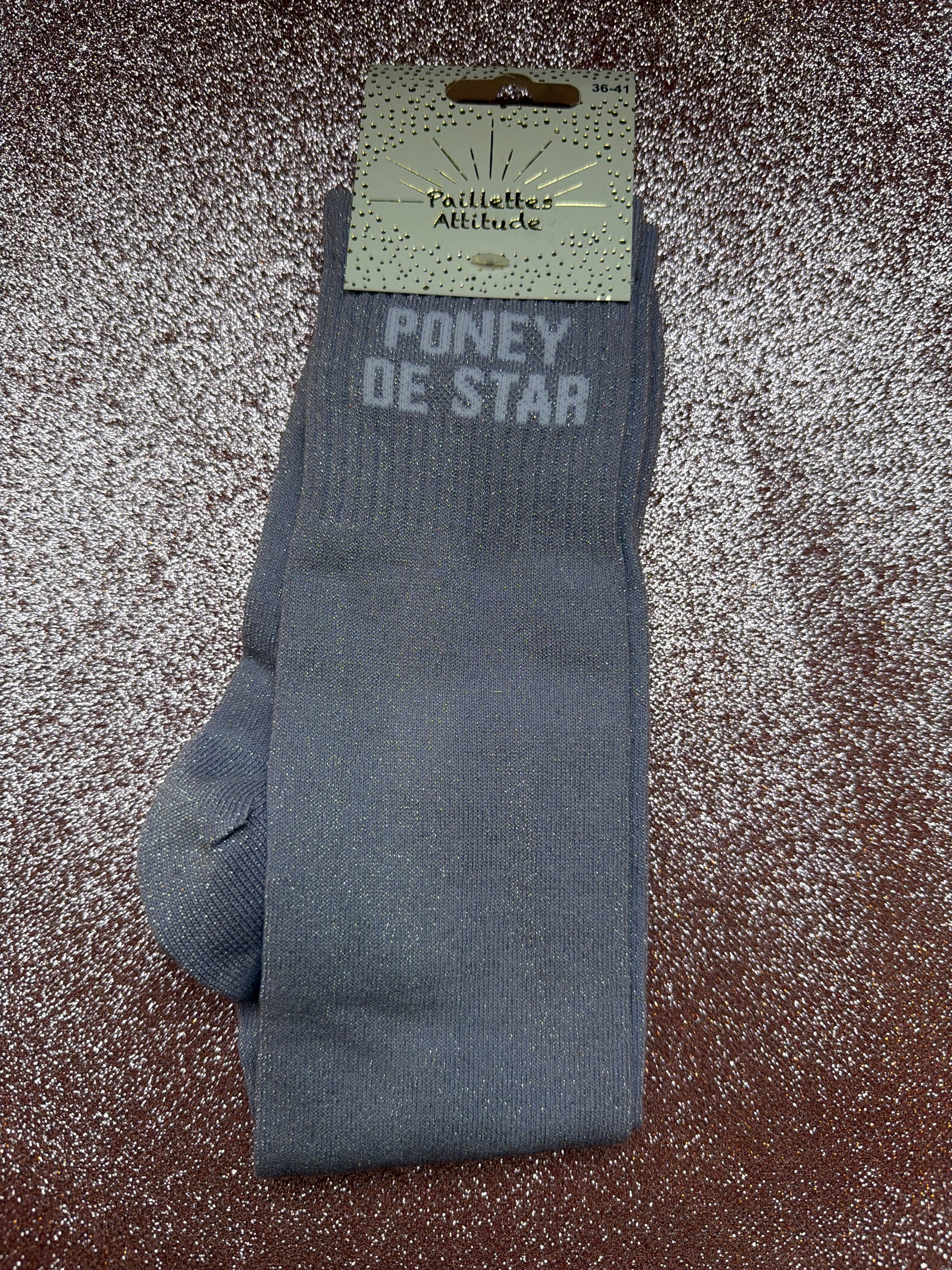 chaussette pailletée équitation PONEY DE STAR 36/41