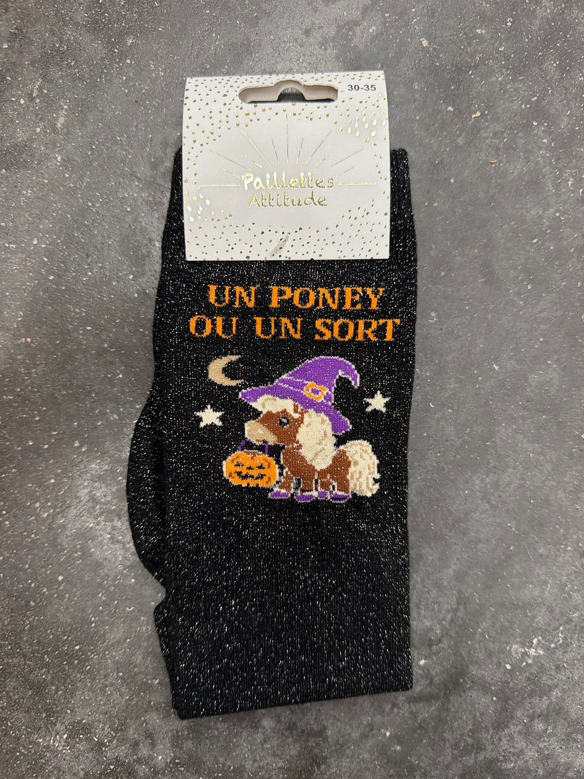 Chaussette pailletée équitation 30-35 UN PONEY OU UN SORT