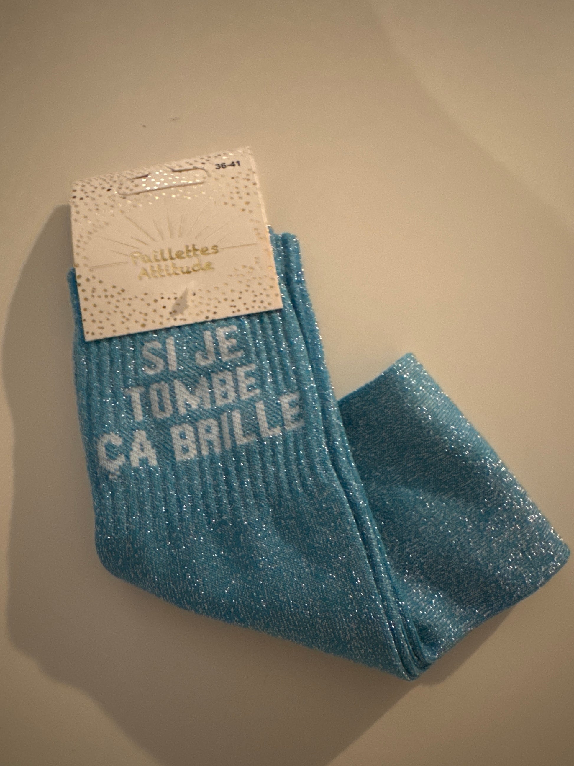 Chaussette pailletée équitation SI JE TOMBE ÇA BRILLE 36/41