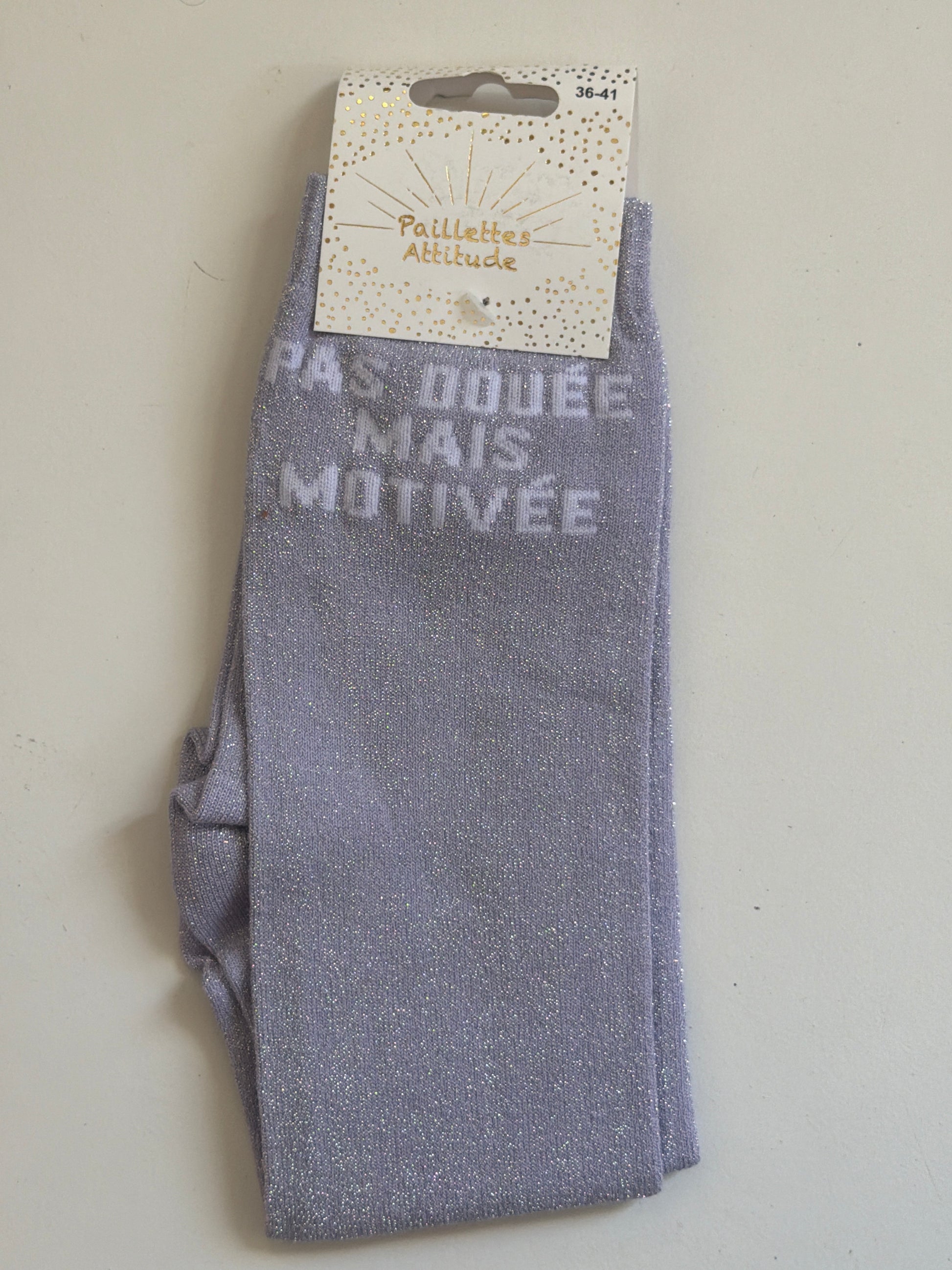 Chaussette pailletée équitation 36-41  PAS DOUÉE MAIS MOTIVÉE 