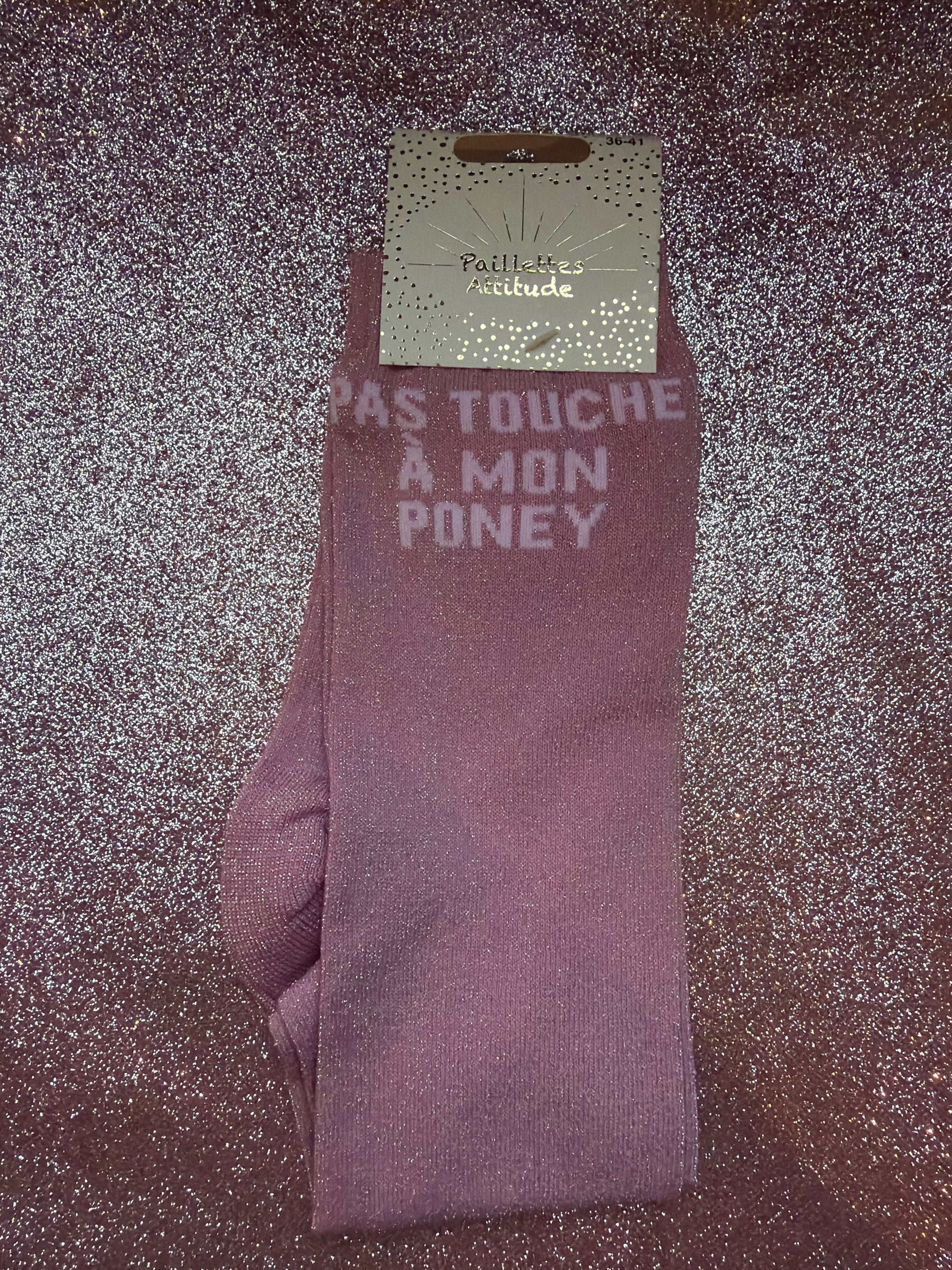 chaussette pailletée PAS TOUCHE À MON PONEY 36/41