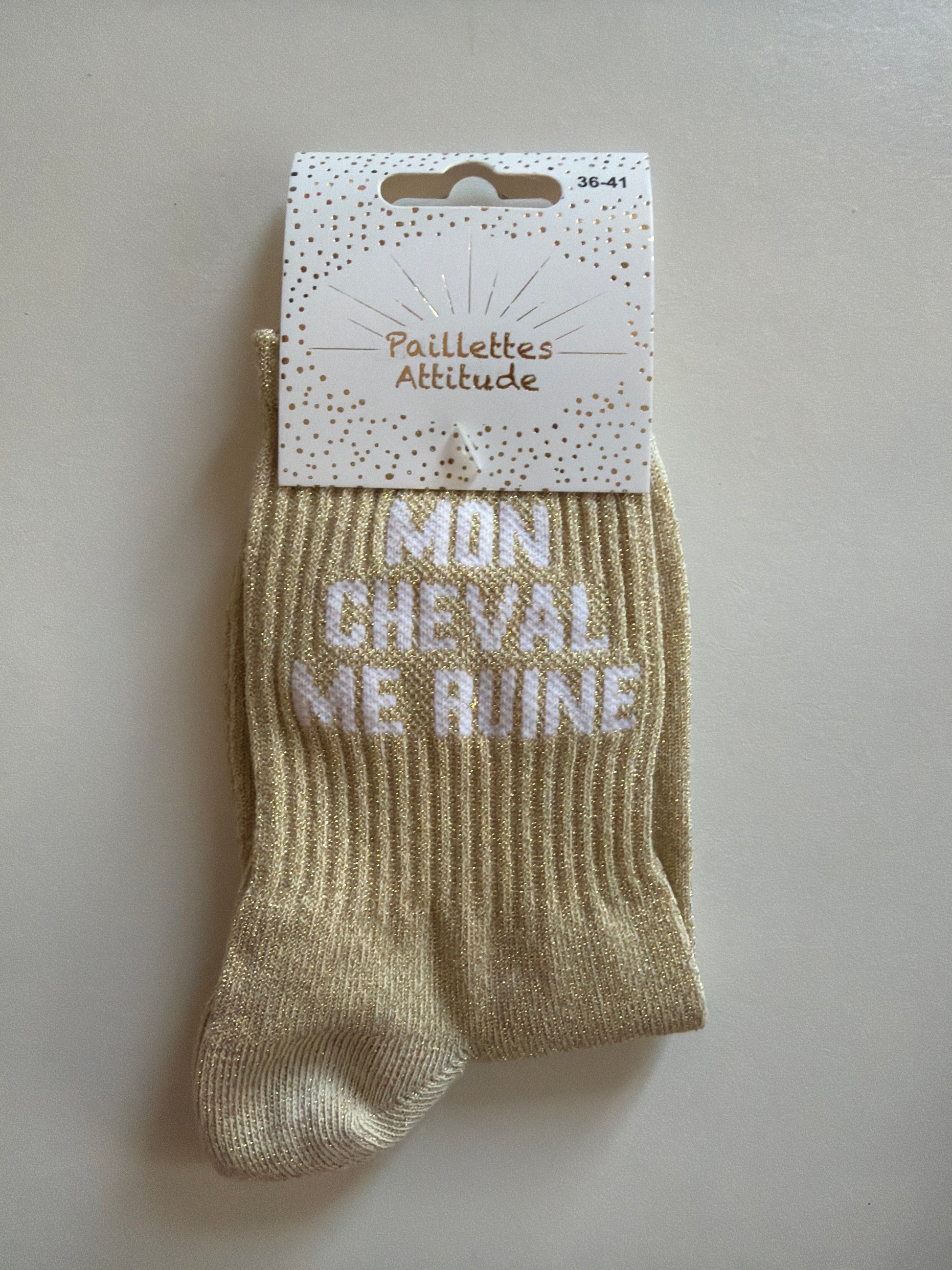 Chaussette de ville pailletée 36-41 MON CHEVAL ME RUINE