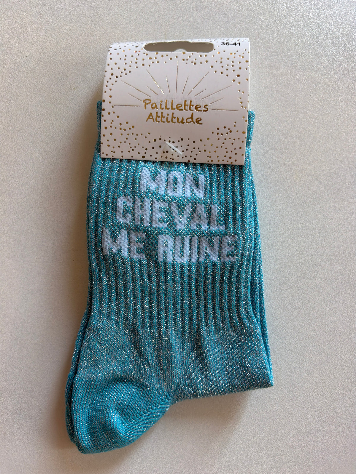 Chaussette de ville pailletée 36-41 MON CHEVAL ME RUINE