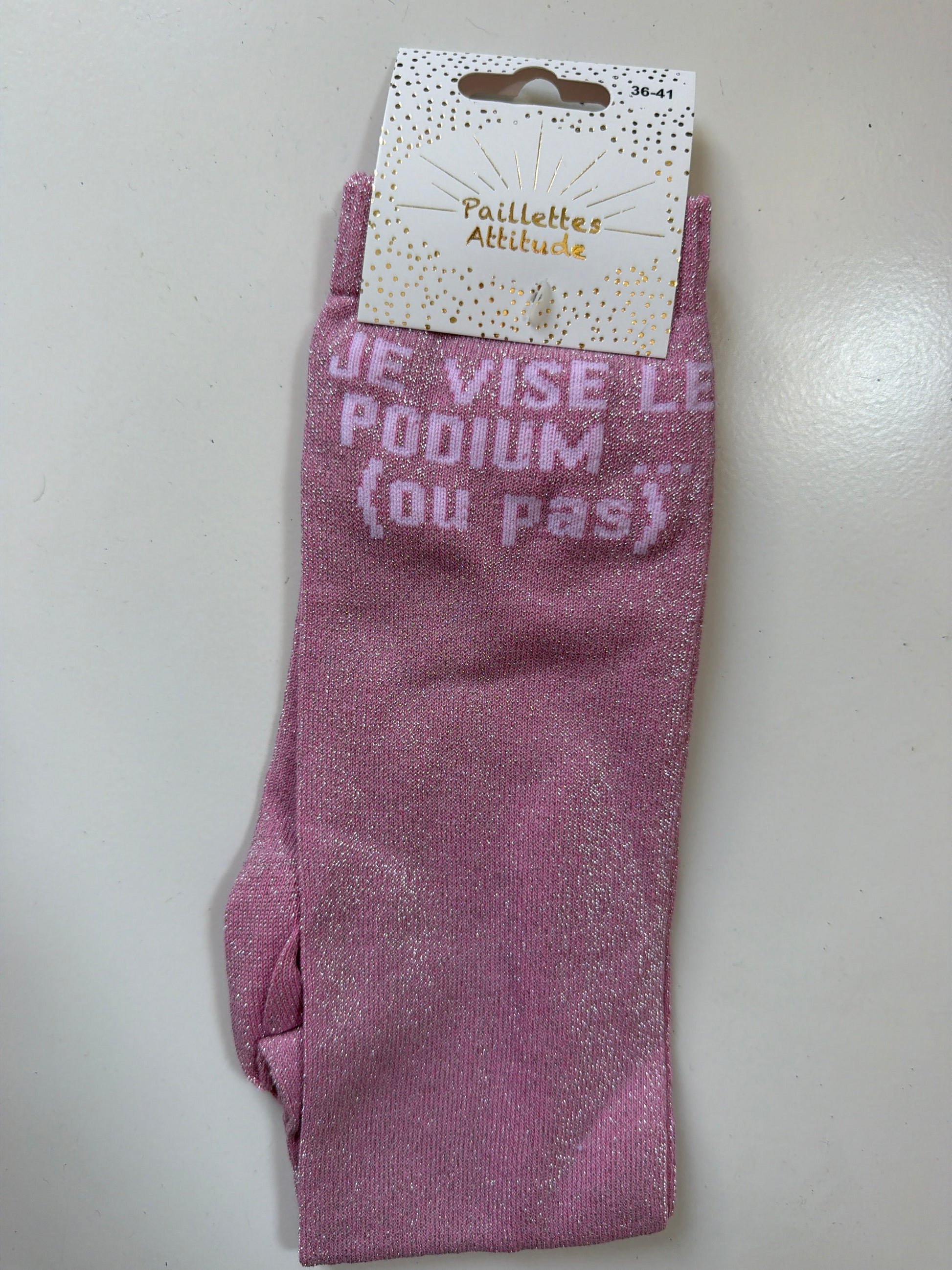 Chaussette pailletée équitation 36-41 JE VISE LE PODIUM … (ou pas)