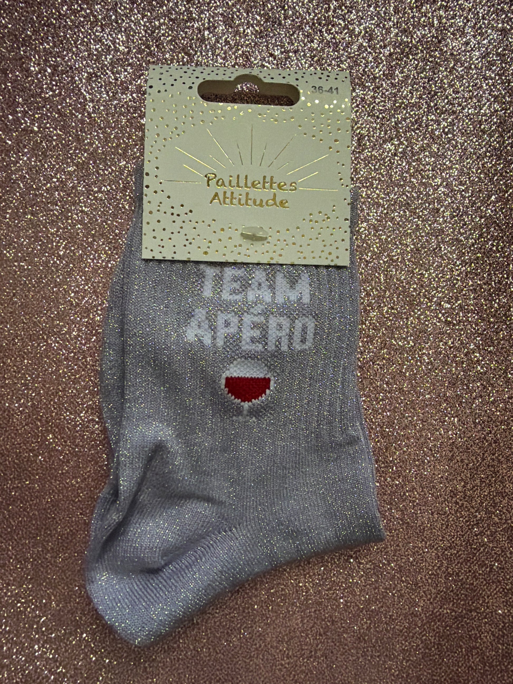 Chaussette de ville pailletée TEAM APÉRO 🍷 36/41