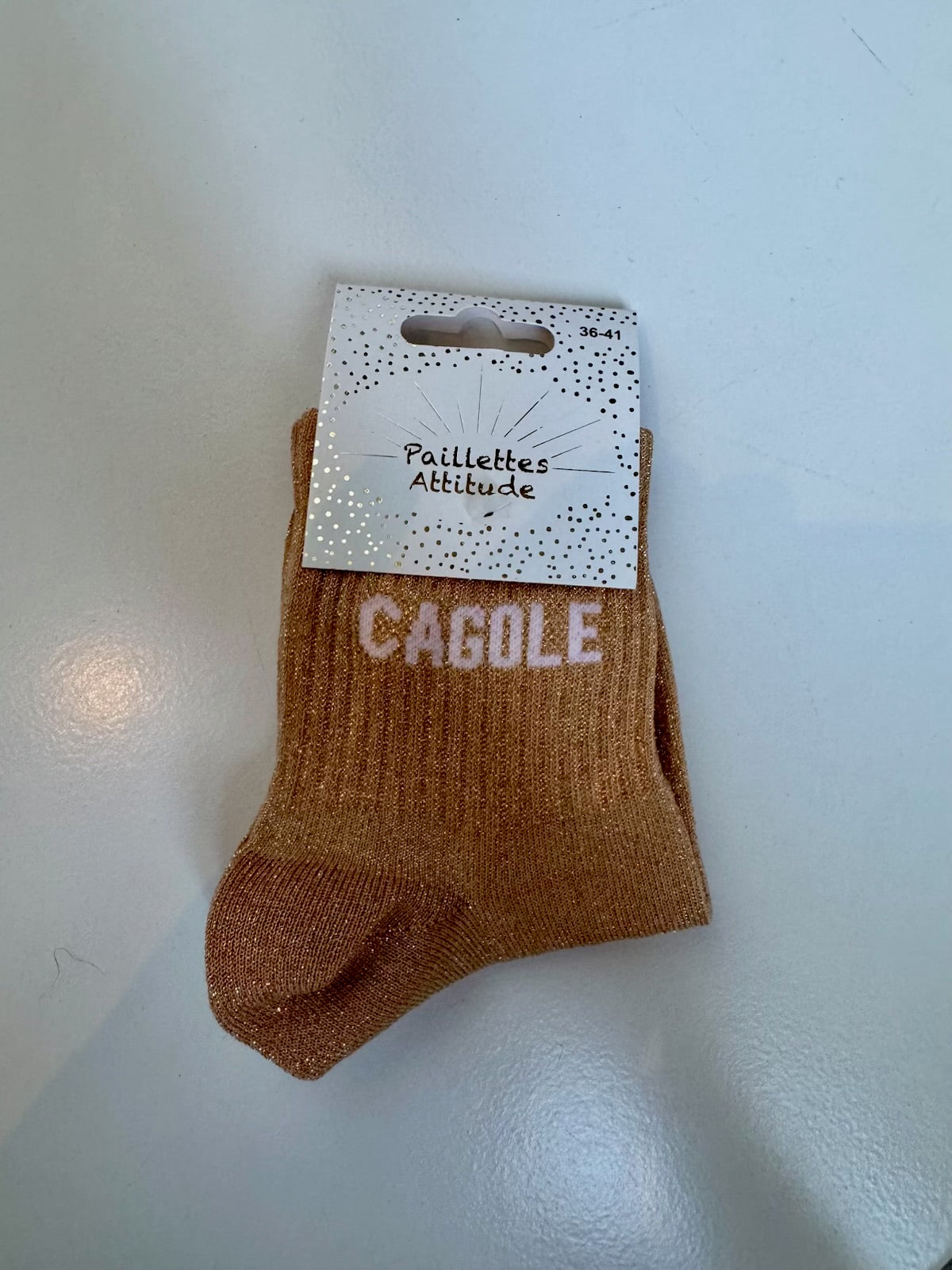 Chaussettes Marrons Pailletée « Cagole »