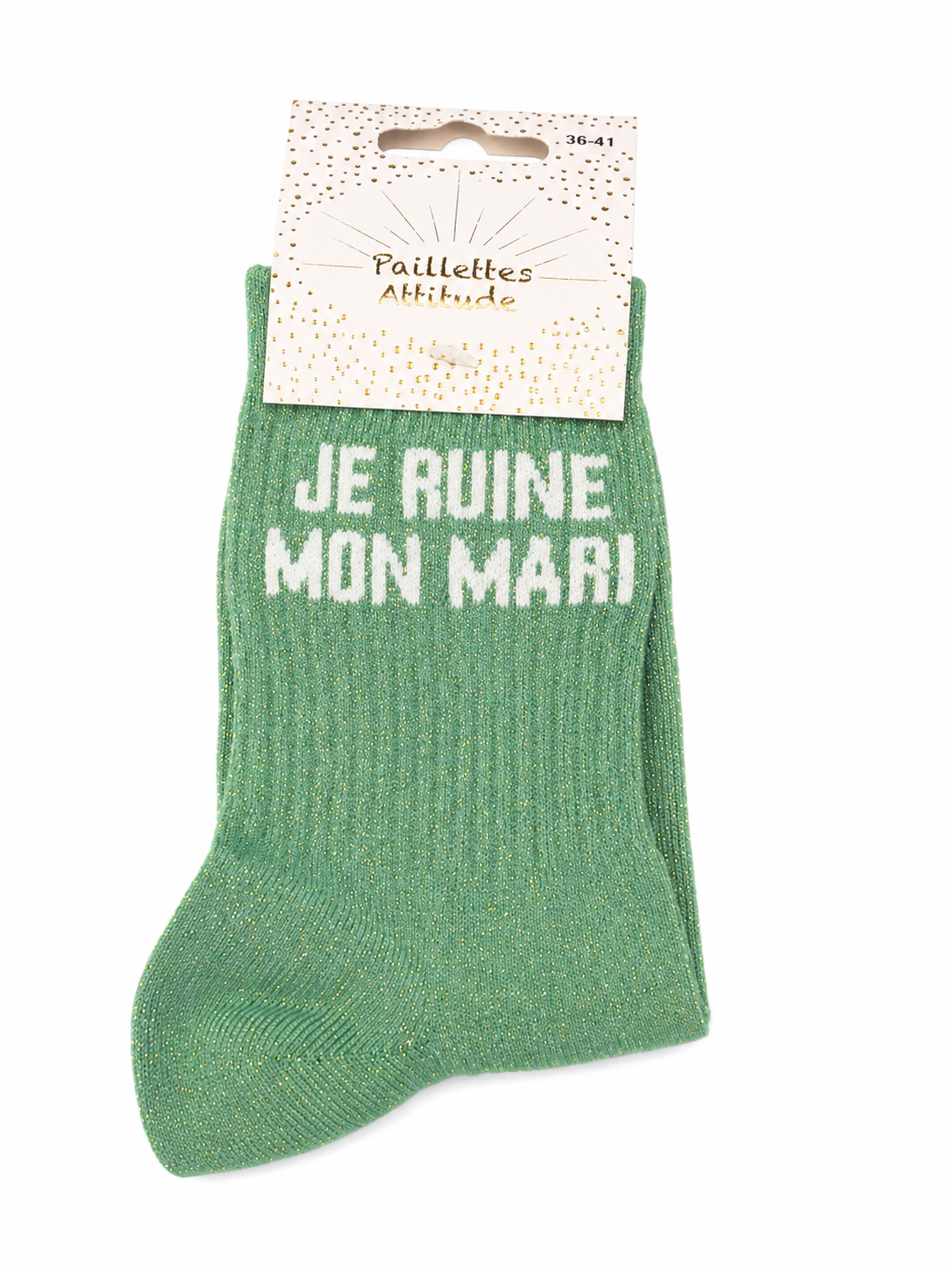 Chaussette de ville pailletée 36-41 JE RUINE MON MARI