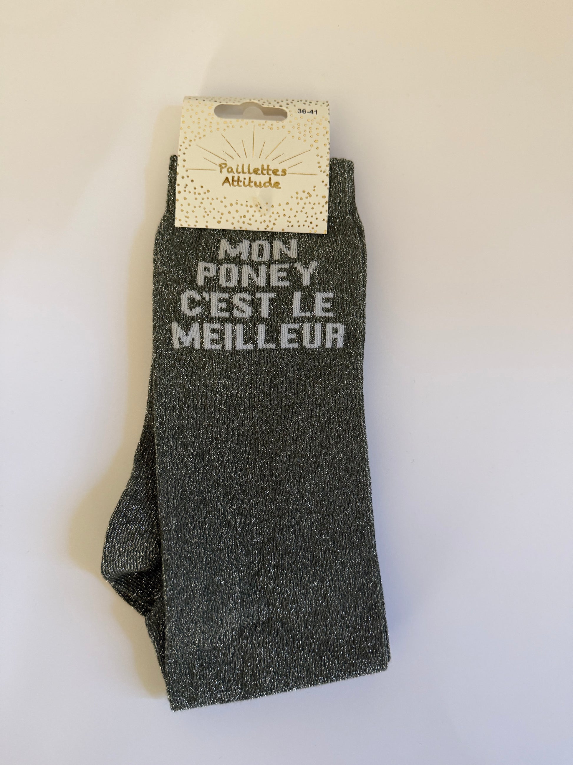 Chaussette pailletée équitation 36-41 MON PONEY C’EST LE MEILLEUR 