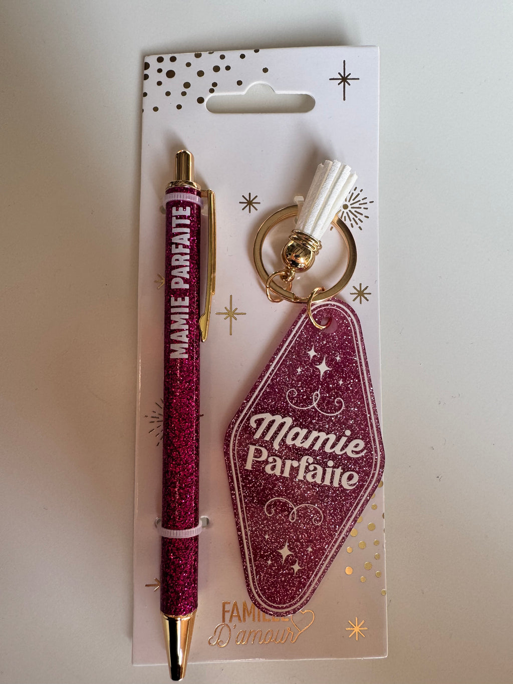 ✨ Duo Paillettes – Stylo & Porte-Clés ✨