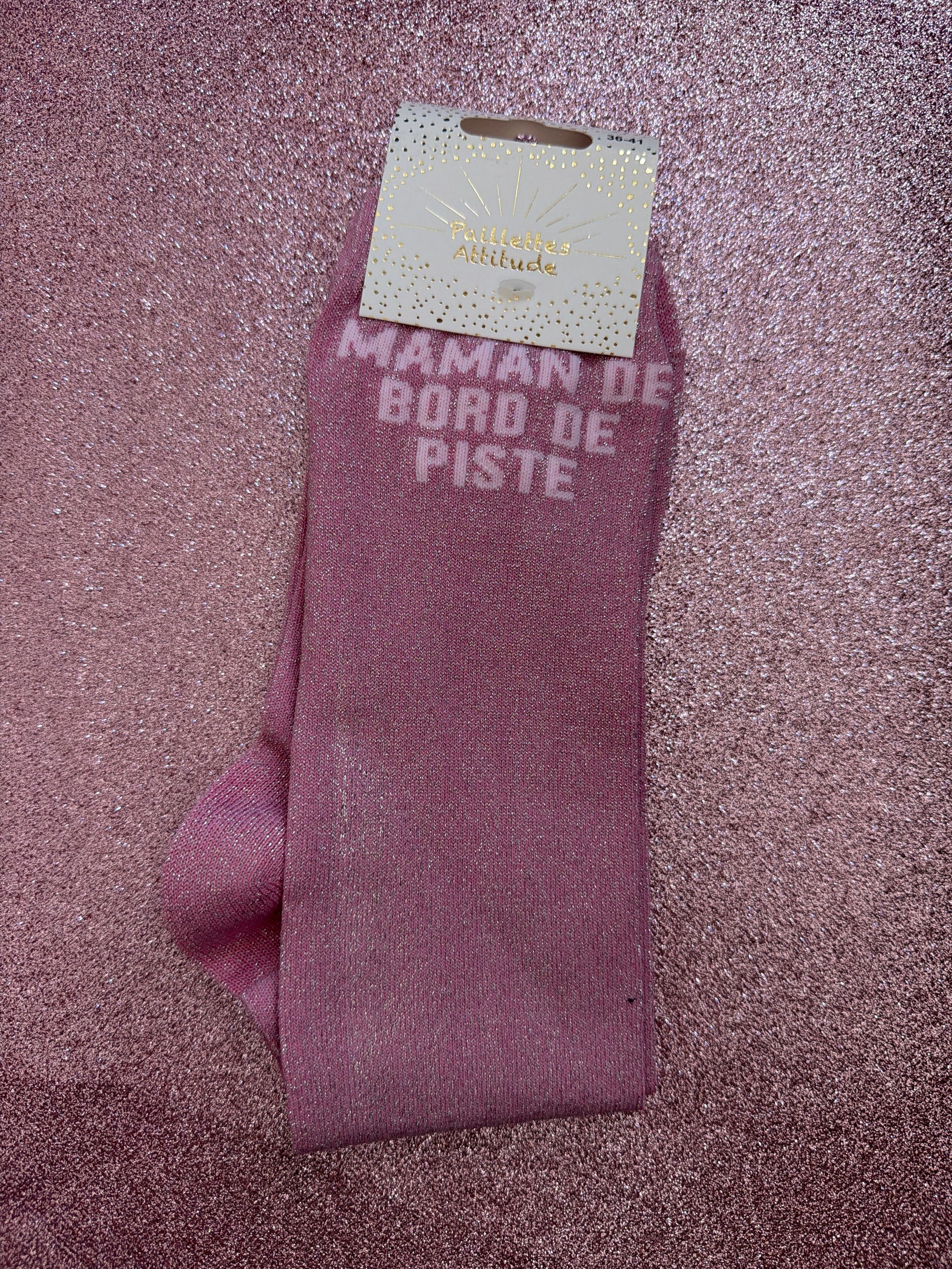 chaussette pailletée MAMAN DE BORD DE PISTE 36/41