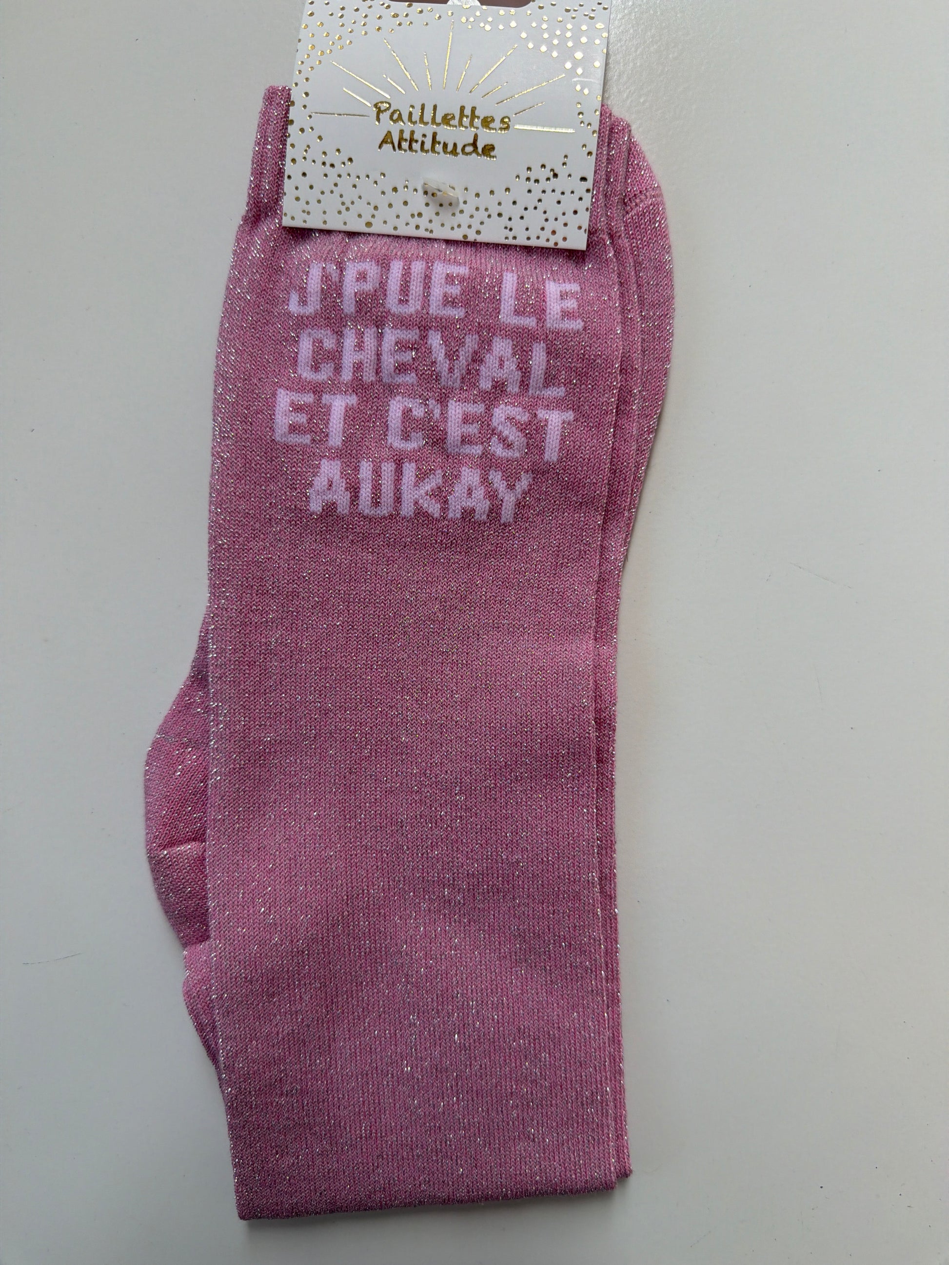 Chaussette équitation pailletée 36-41 J’PUE LE CHEVAL ET C’EST AUKAY