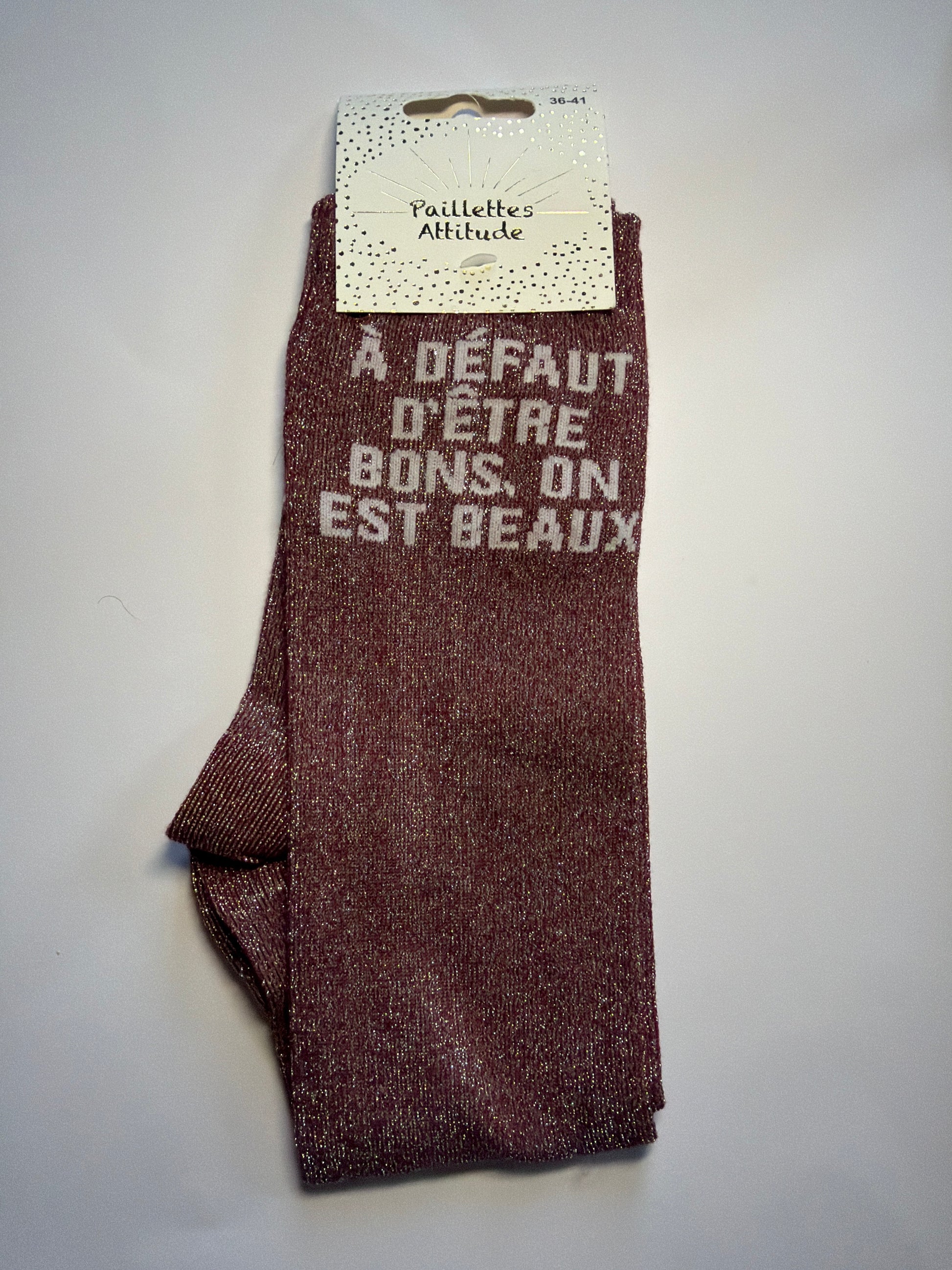 Chaussette pailletée équitation  36-41 À DÉFAUT D’ÊTRE BONS, ON EST BEAUX