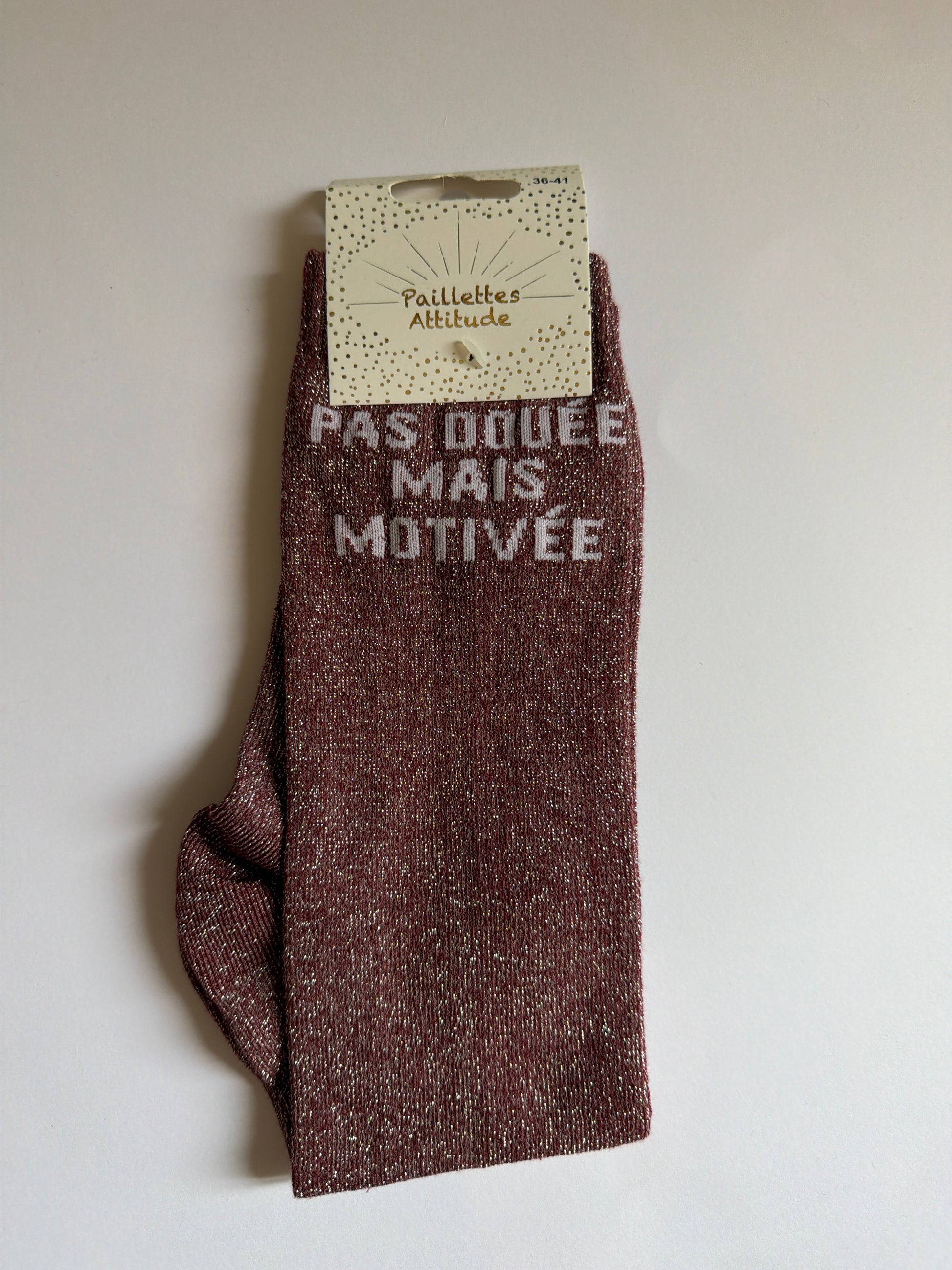Chaussette pailletée équitation 36-41  PAS DOUÉE MAIS MOTIVÉE 