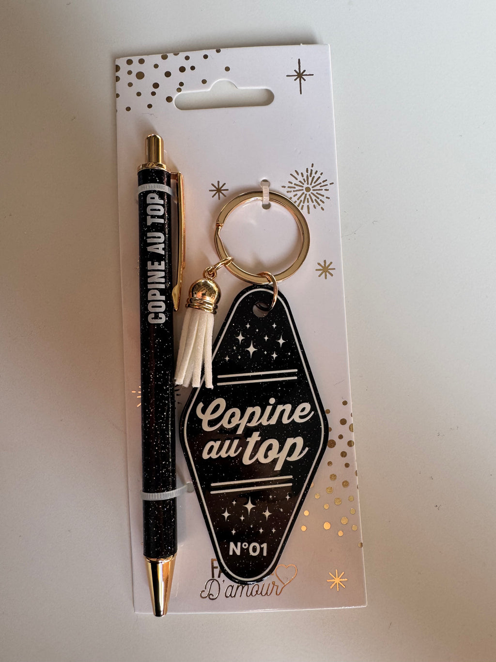 ✨ Duo Paillettes – Stylo & Porte-Clés ✨