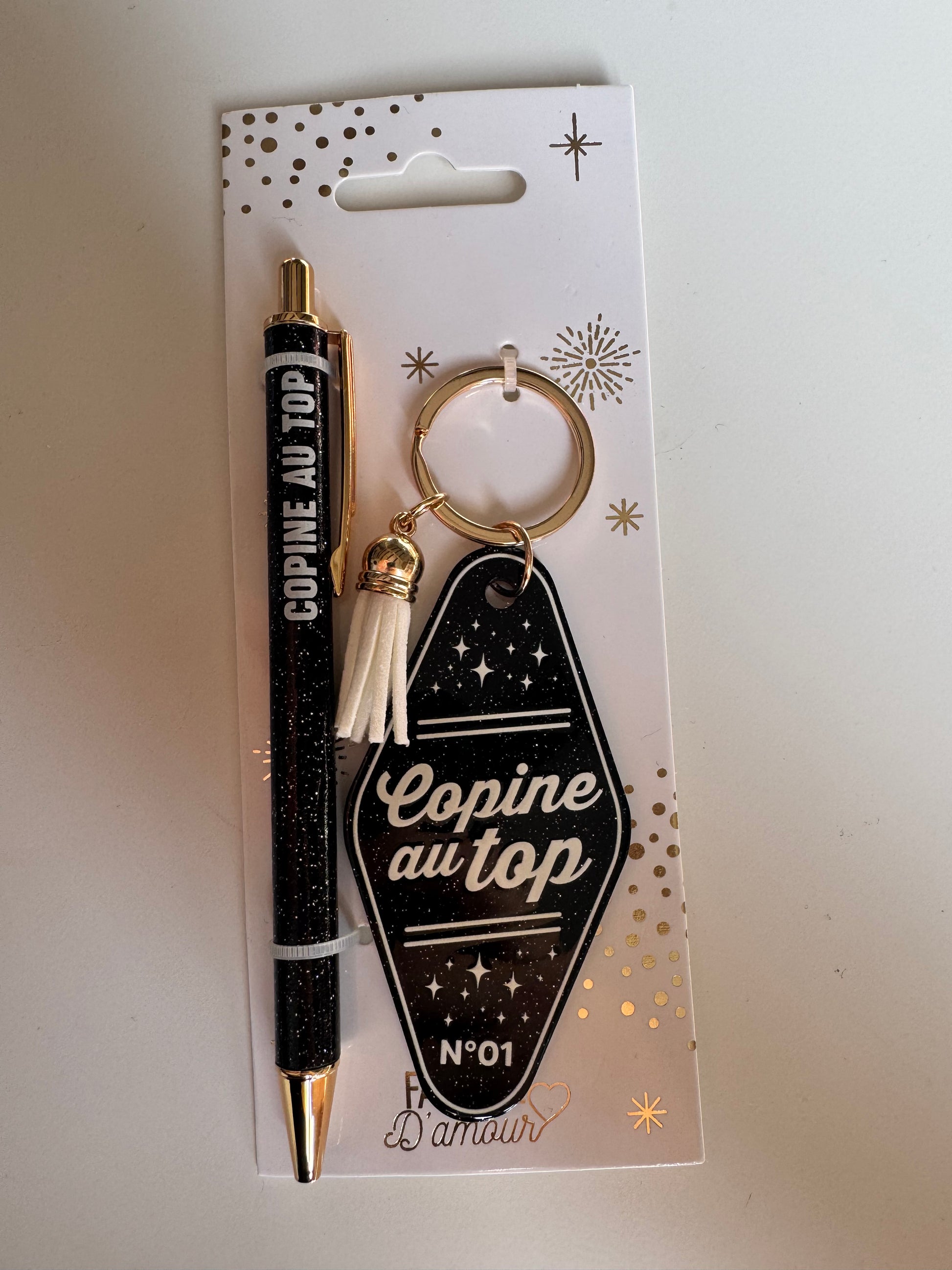 ✨ Duo Paillettes – Stylo & Porte-Clés ✨