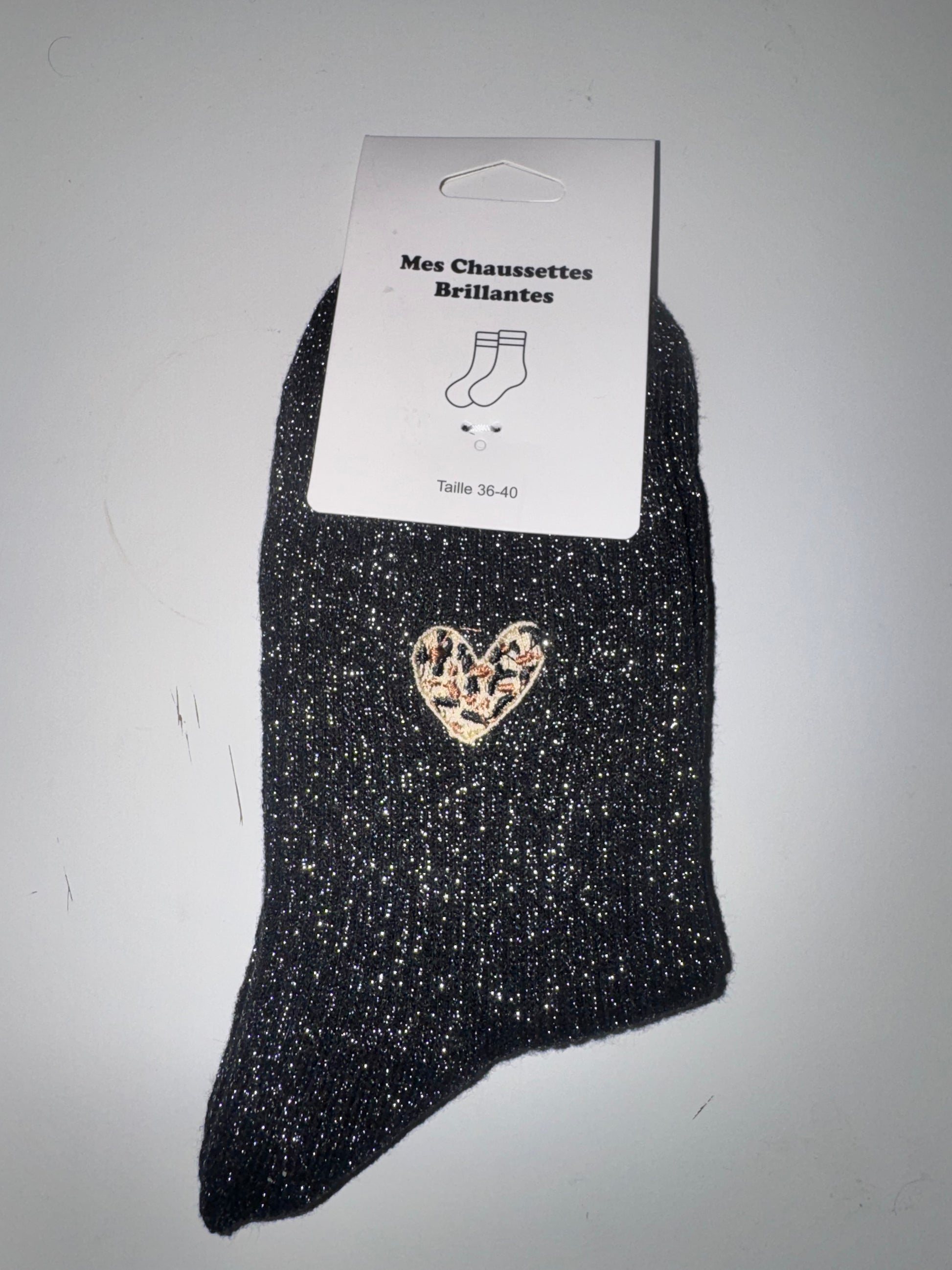 Chaussettes pailletées CŒUR