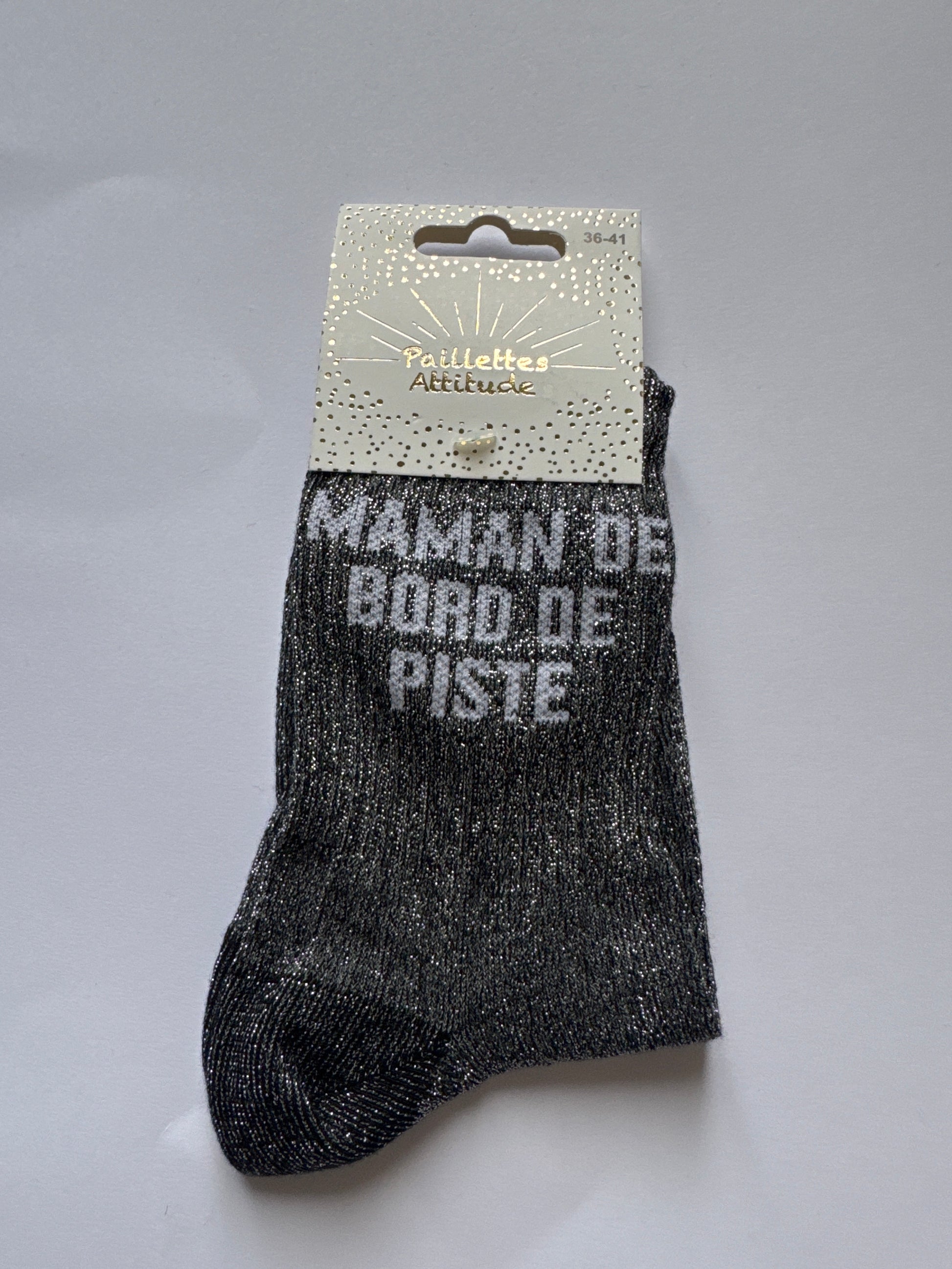 Chaussette de ville pailletée 36-41 MAMAN DE BORD DE PISTE