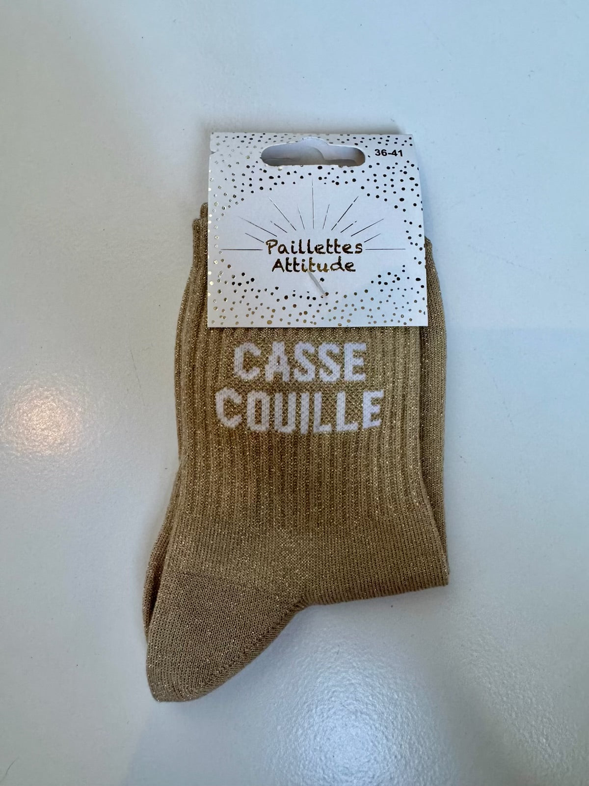Chaussettes Marrons Pailletée « Casse Couille »