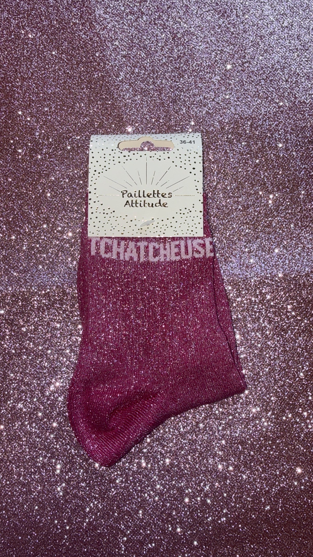 Chaussette de ville pailletée 36/41 « Tchatcheuse »
