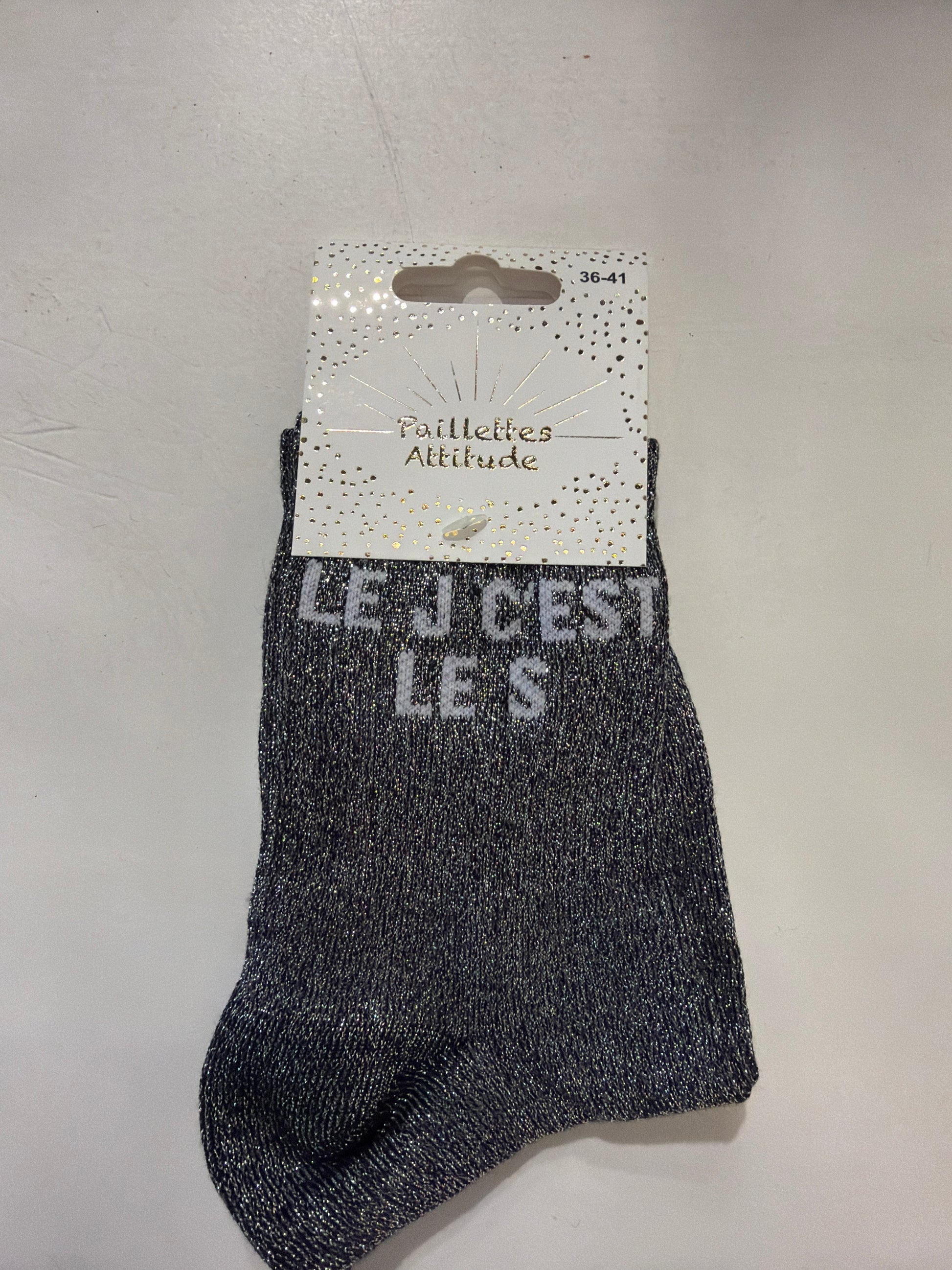 Chaussettes de ville Pailletée « le J c’est le S »