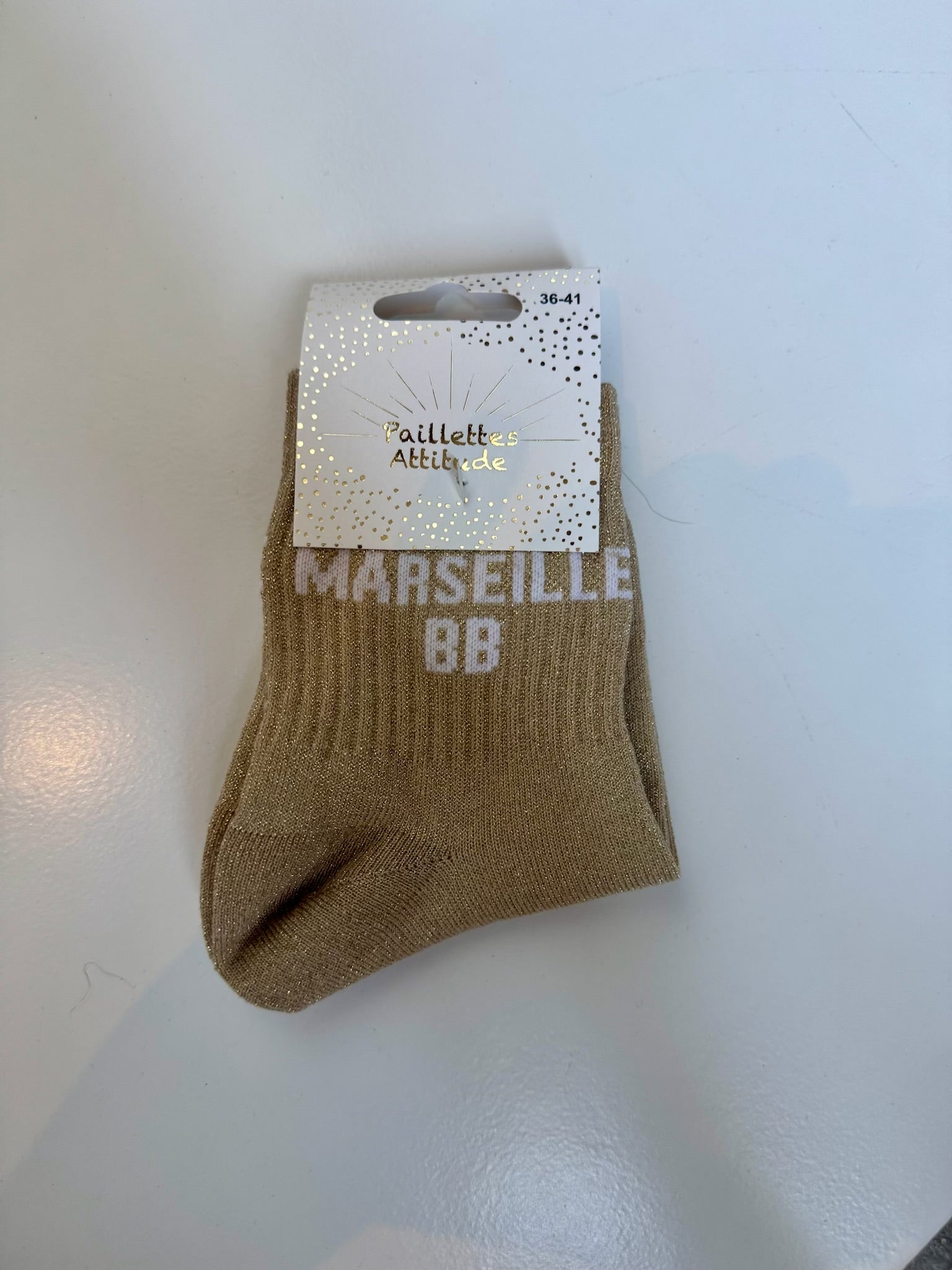 Chaussettes Marrons Pailletée « Marseille bb »