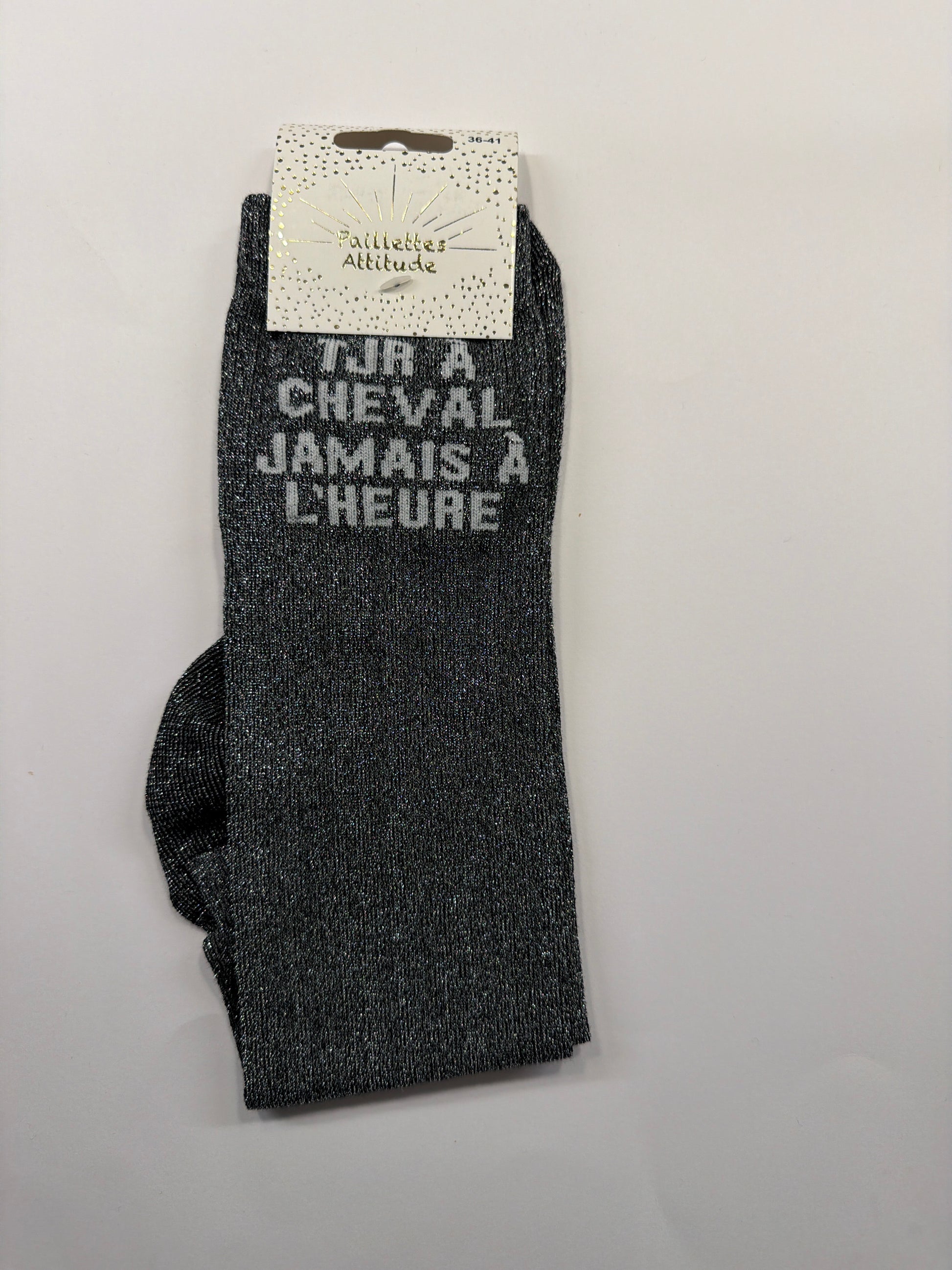Chaussette pailletée équitation 36-41 TJR À CHEVAL JAMAIS À L’HEURE