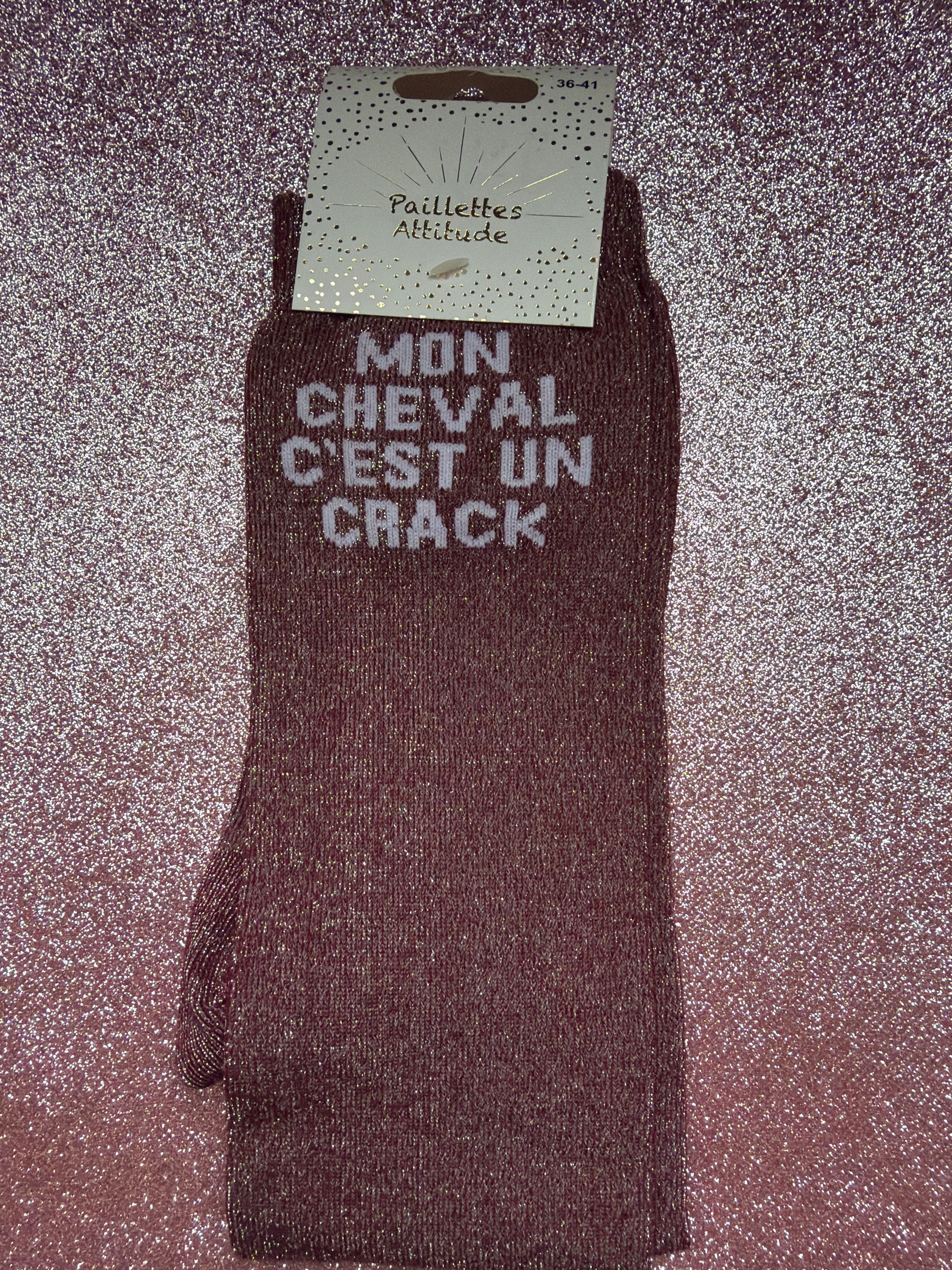 chaussette pailletée MON CHEVAL C’EST UN CRACK 36/41