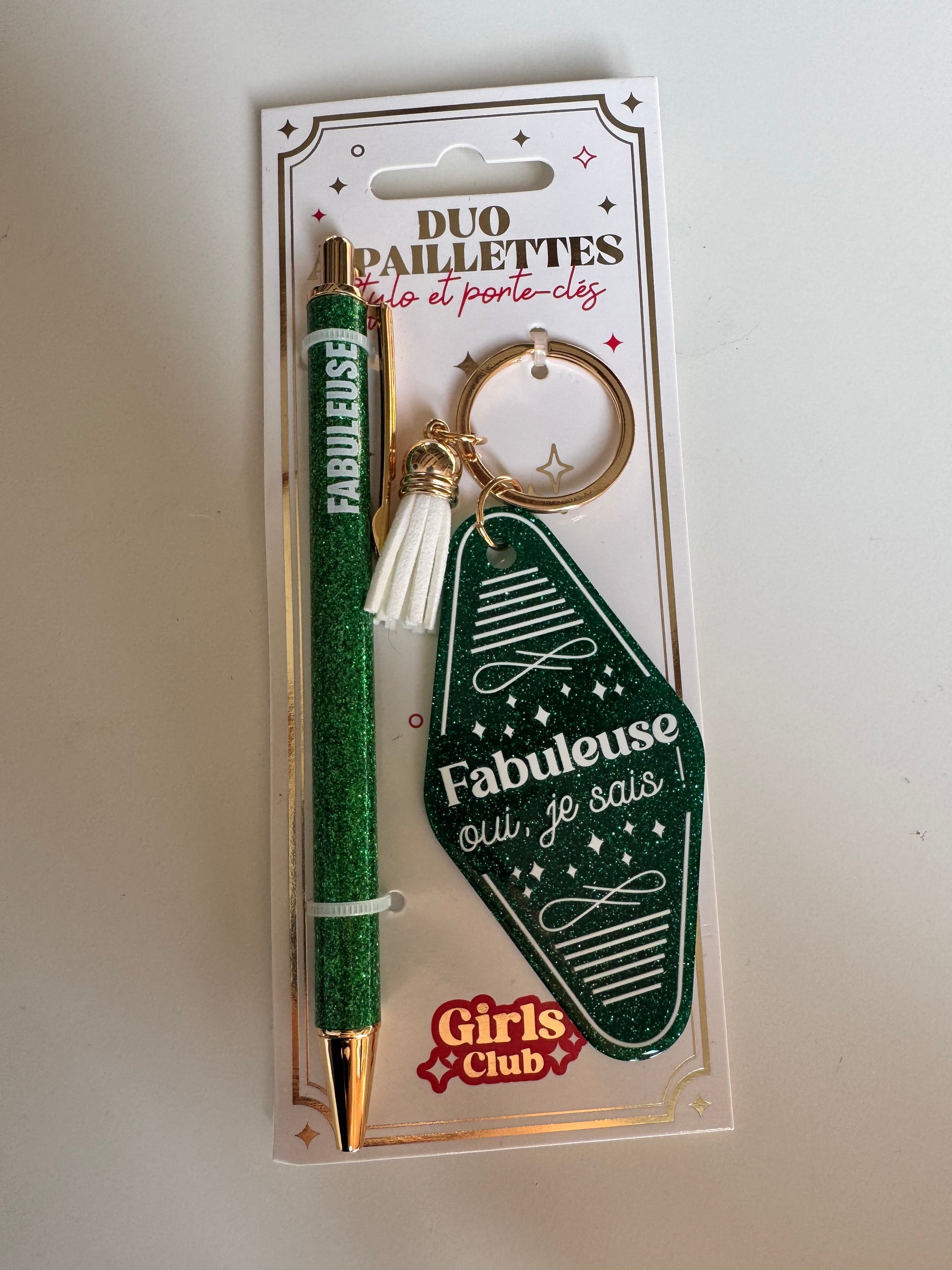 ✨ Duo Paillettes – Stylo & Porte-Clés ✨