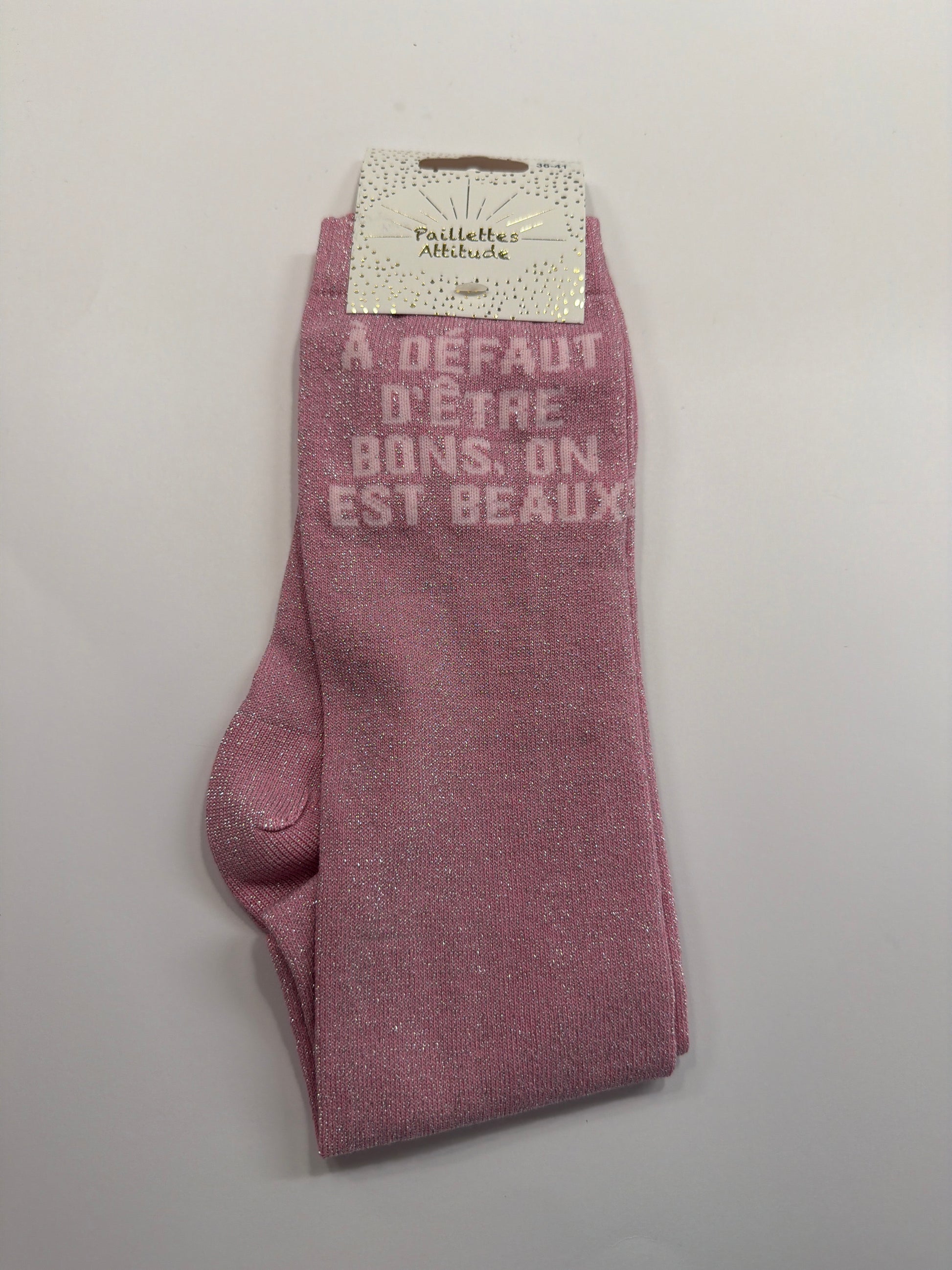 Chaussette pailletée équitation  36-41 À DÉFAUT D’ÊTRE BONS, ON EST BEAUX