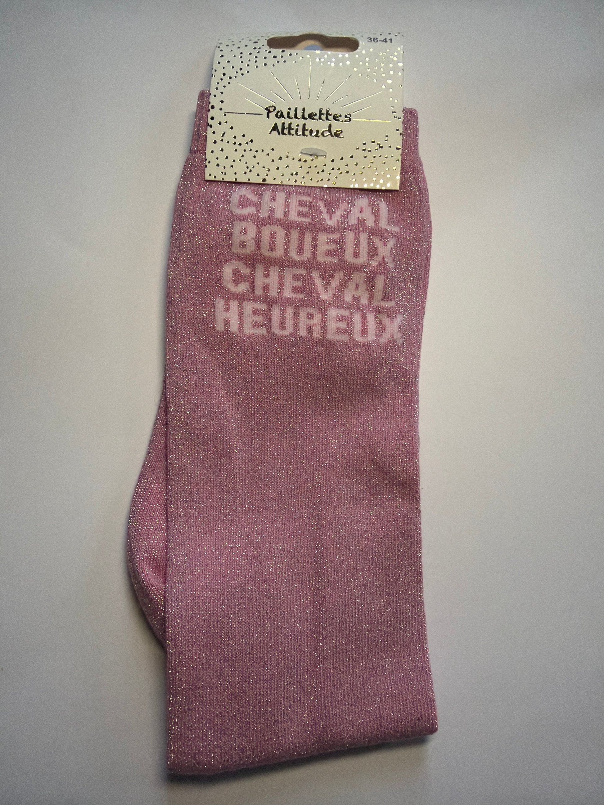 Chaussette pailletée équitation 36-41 CHEVAL BOUEUX CHEVAL HEUREUX