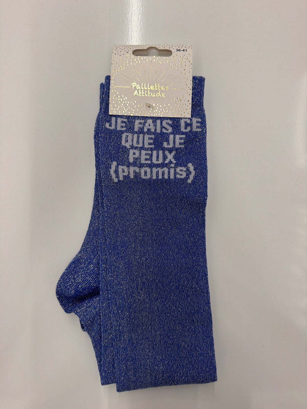 Chaussette pailletée équitation 36-41 JE FAIS CE QUE JE PEUX (promis)