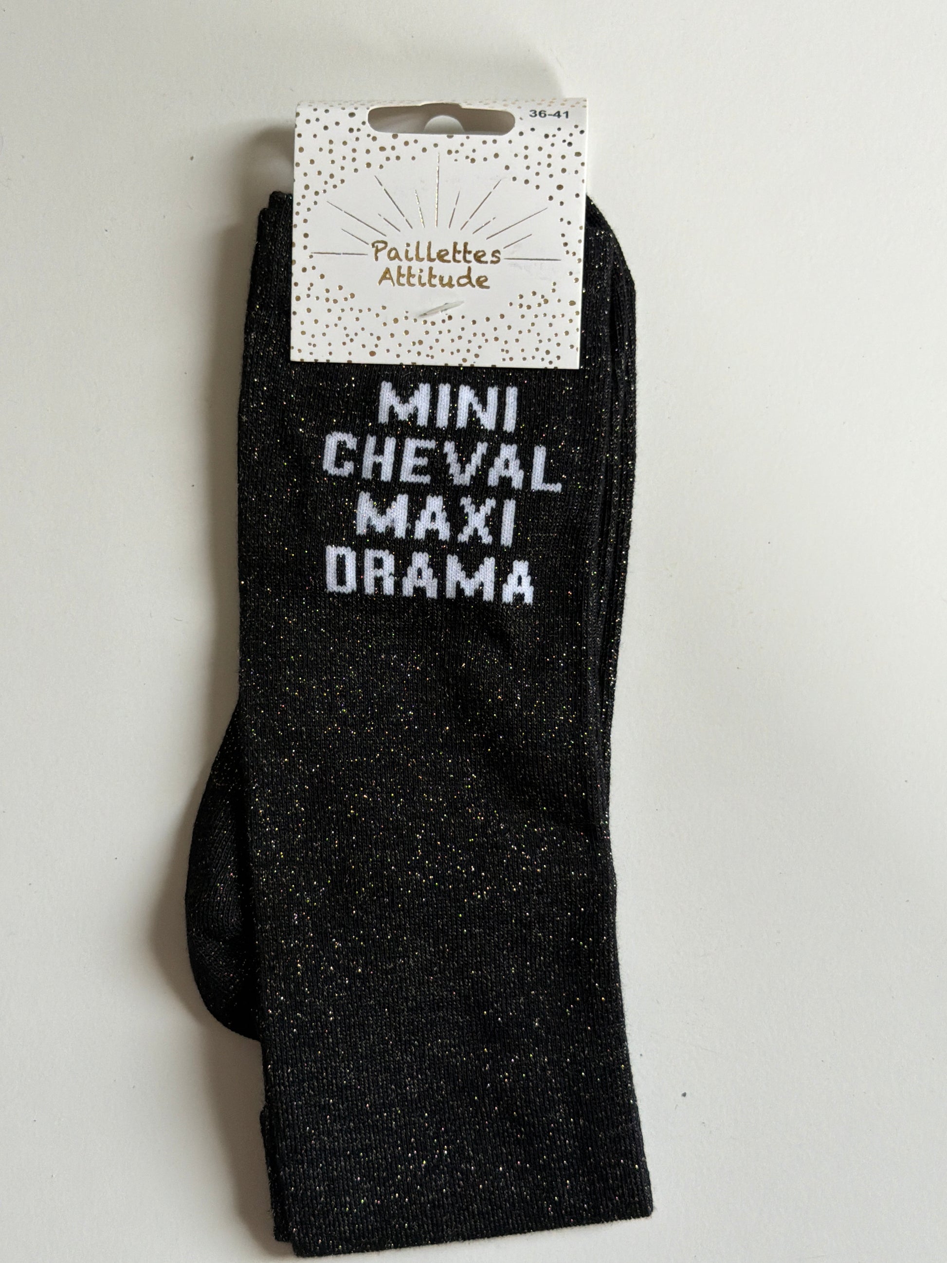 Chaussette d’équitation pailletée 36-41 MINI CHEVAL, MAXI DRAMA