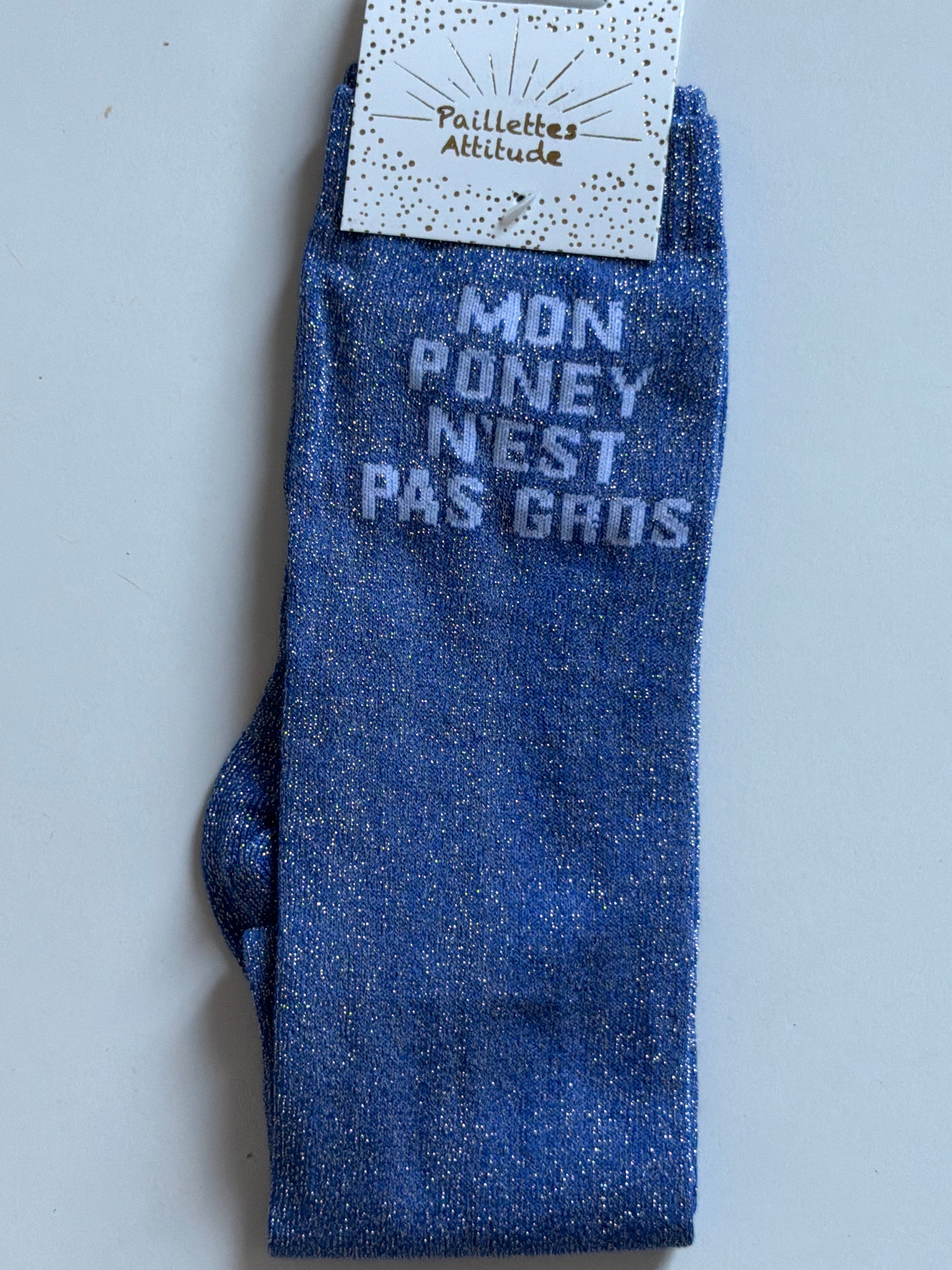 Chaussette pailletée équitation 36-41 MON PONEY N’EST PAS GROS
